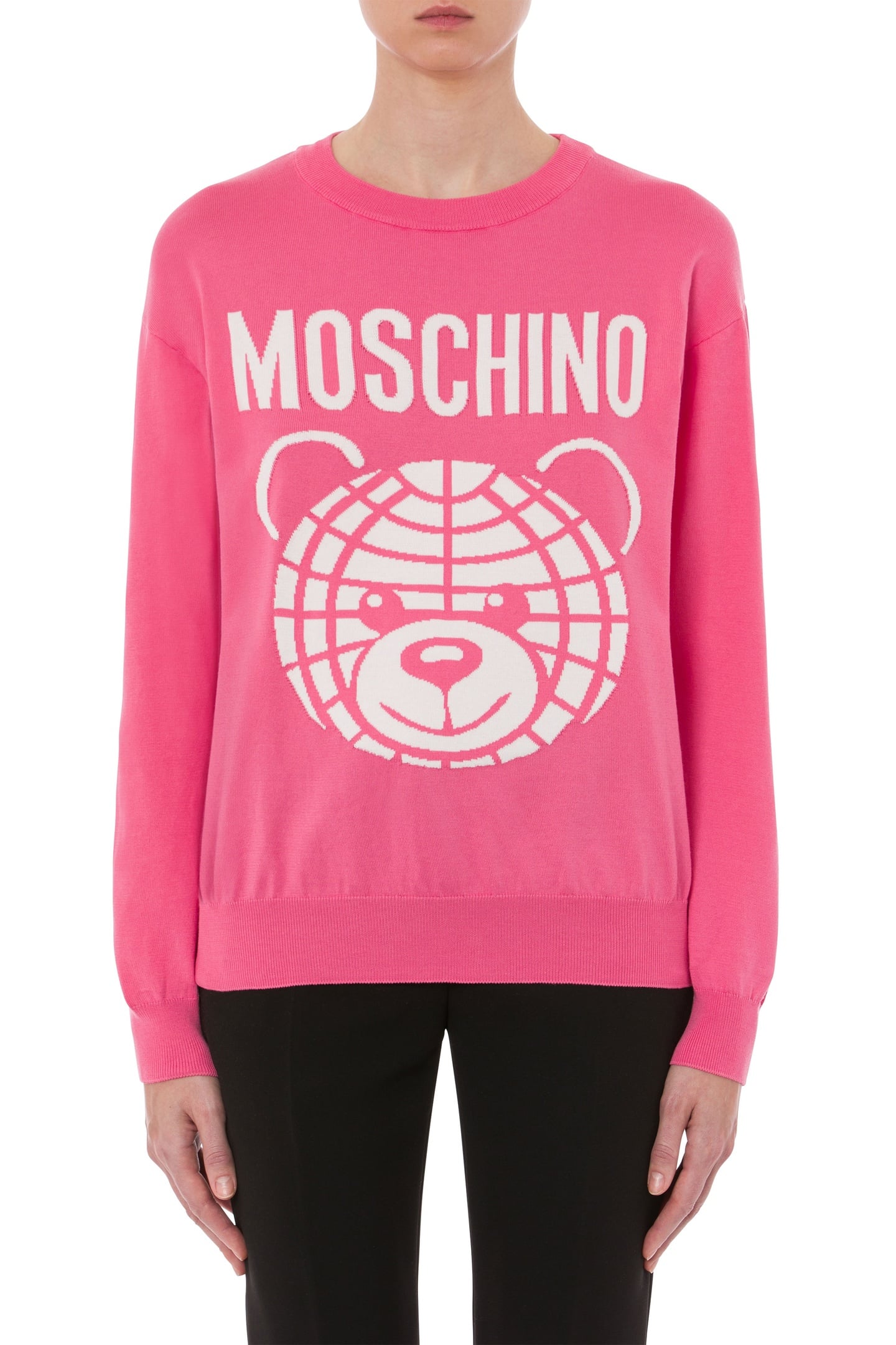 Moschino Teddy Bear Wool Pullover Pink Maat: XXS | Longsleeves Outlet | Dames | Roze