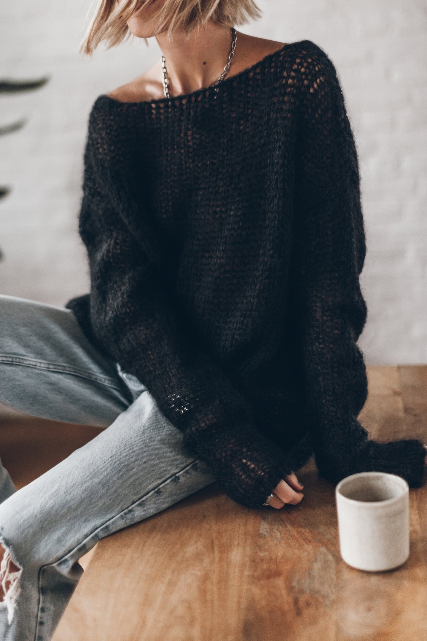 Mikuta The Black Mohair Knitted Sweater Black Maat: S | Sweaters Outlet | Dames | Zwart