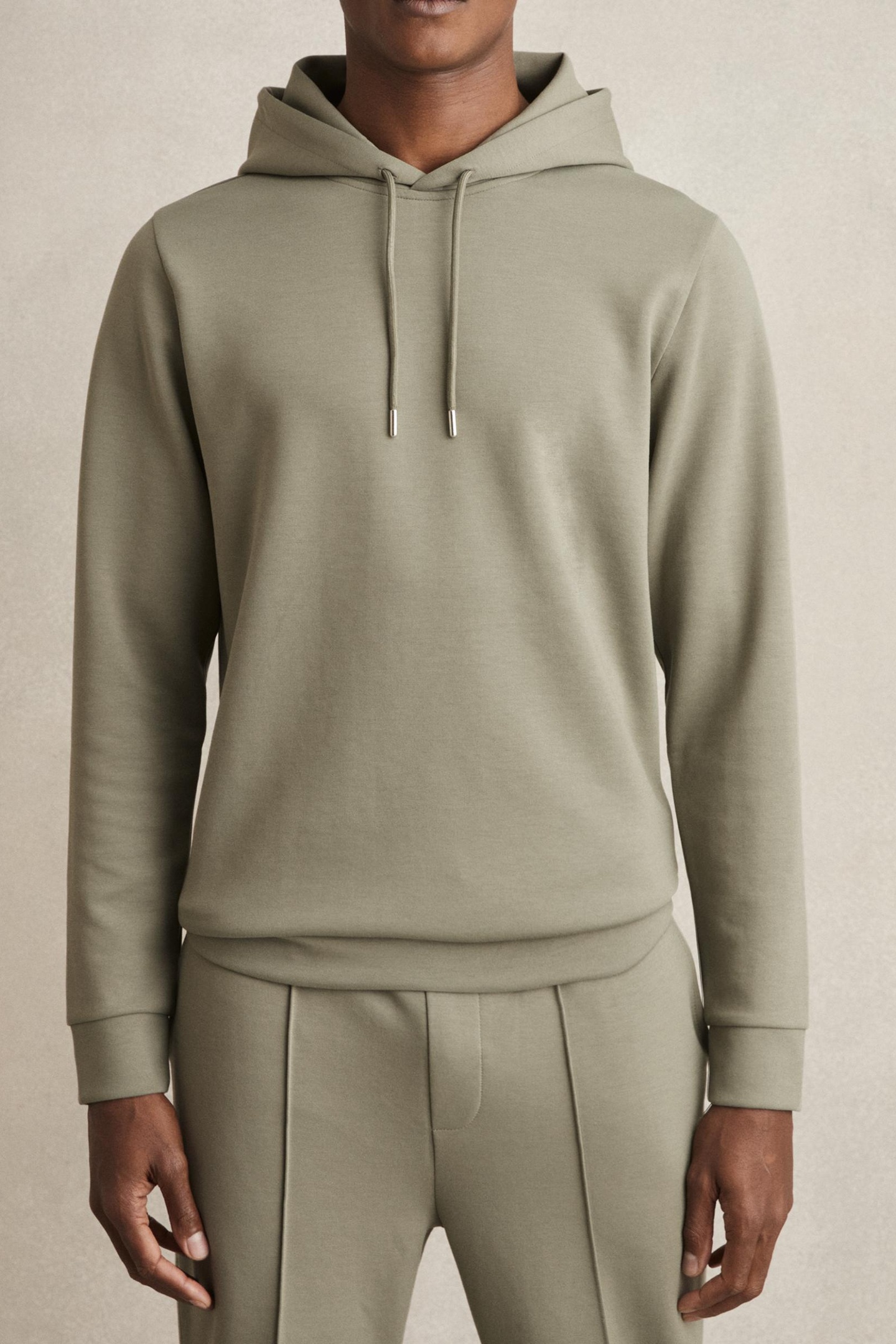 Reiss Ls Interlock Hoody Sage Maat: XS | Sweaters Outlet | Heren | Bruin