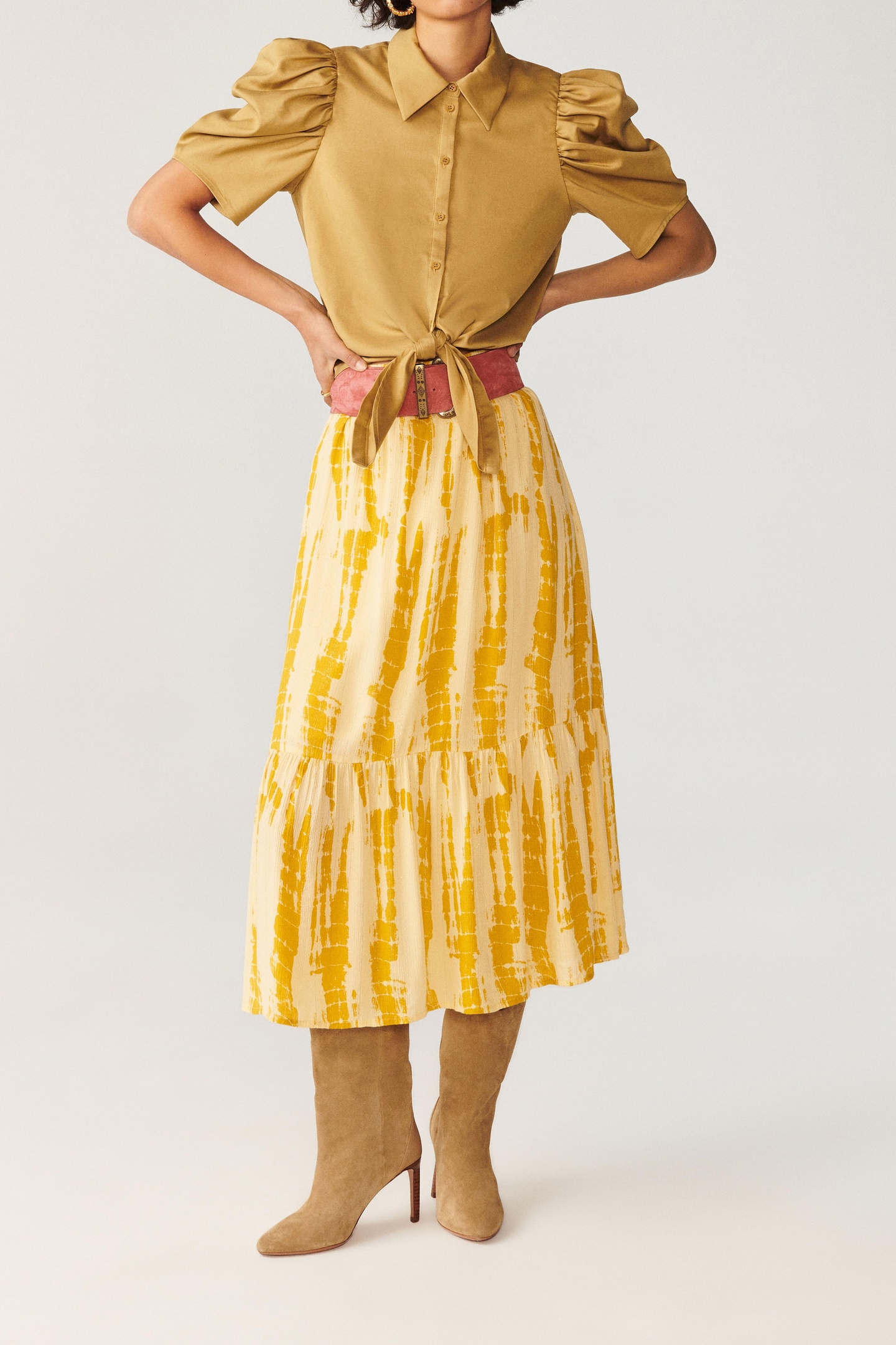 BA&SH Mid-length Skirt Ocre Größe: XL | Maxiröcke Outlet | Damen