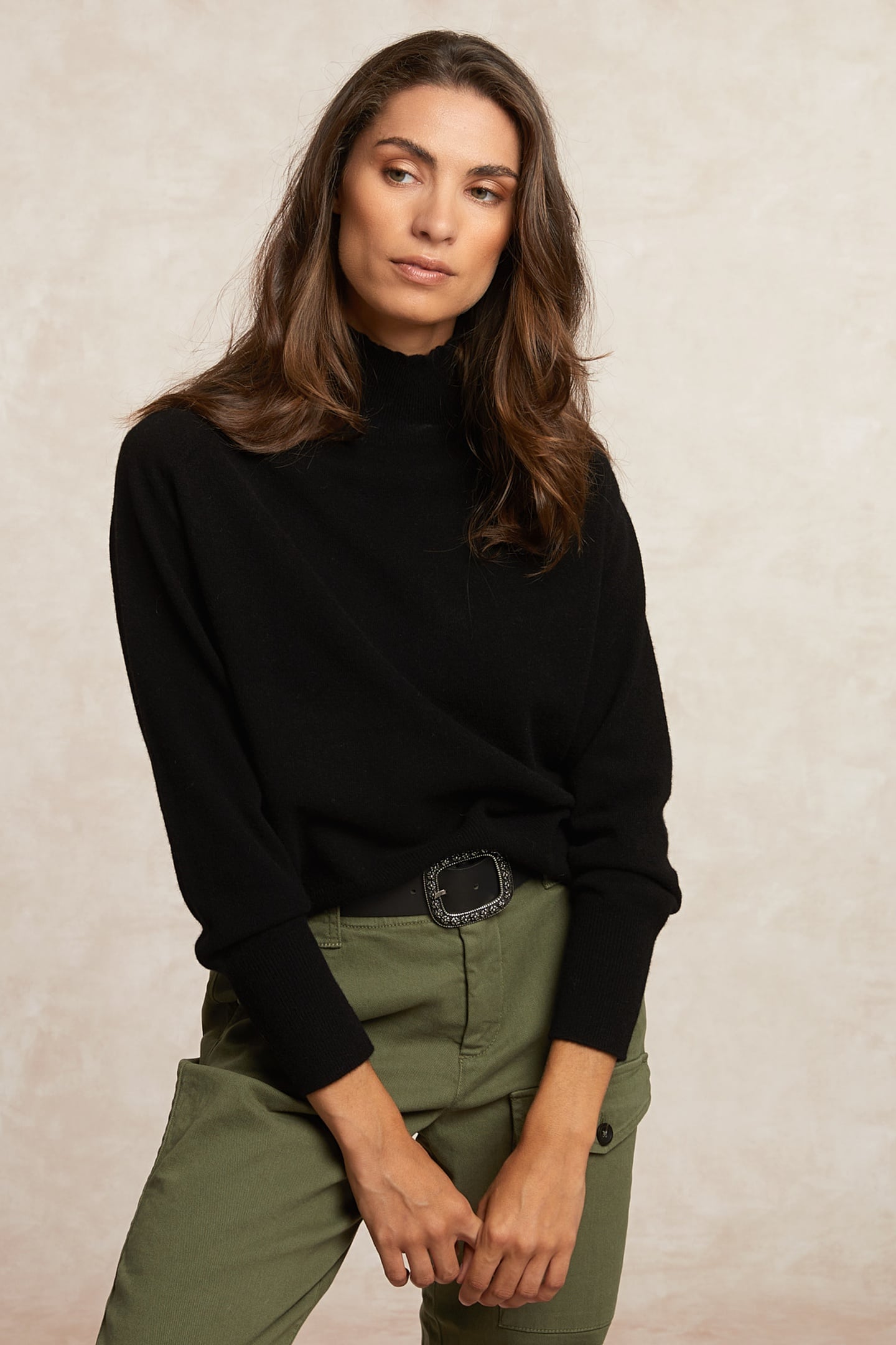 River Woods Mock-neck Jersey Wo Swt Ls Black Maat: L | Sweaters Outlet | Dames | Zwart