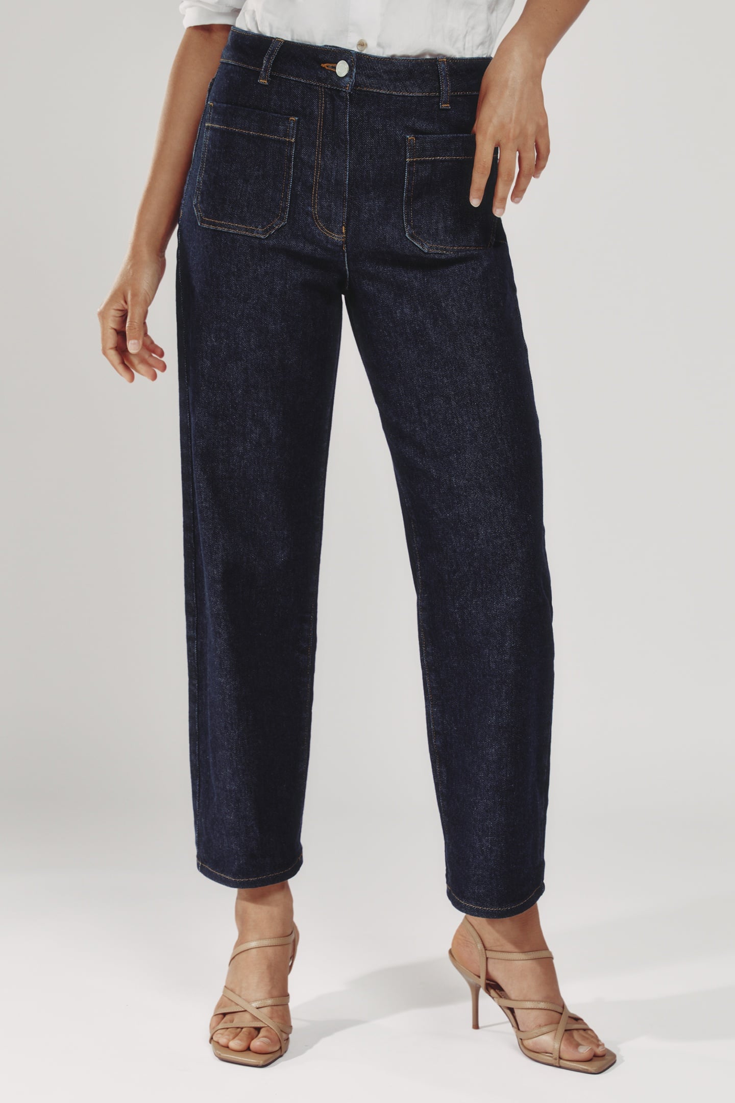 Reiss Straight Patch Pocket Jean Dark Blue Maat: W26L | Straight Broeken Outlet | Dames | Blauw