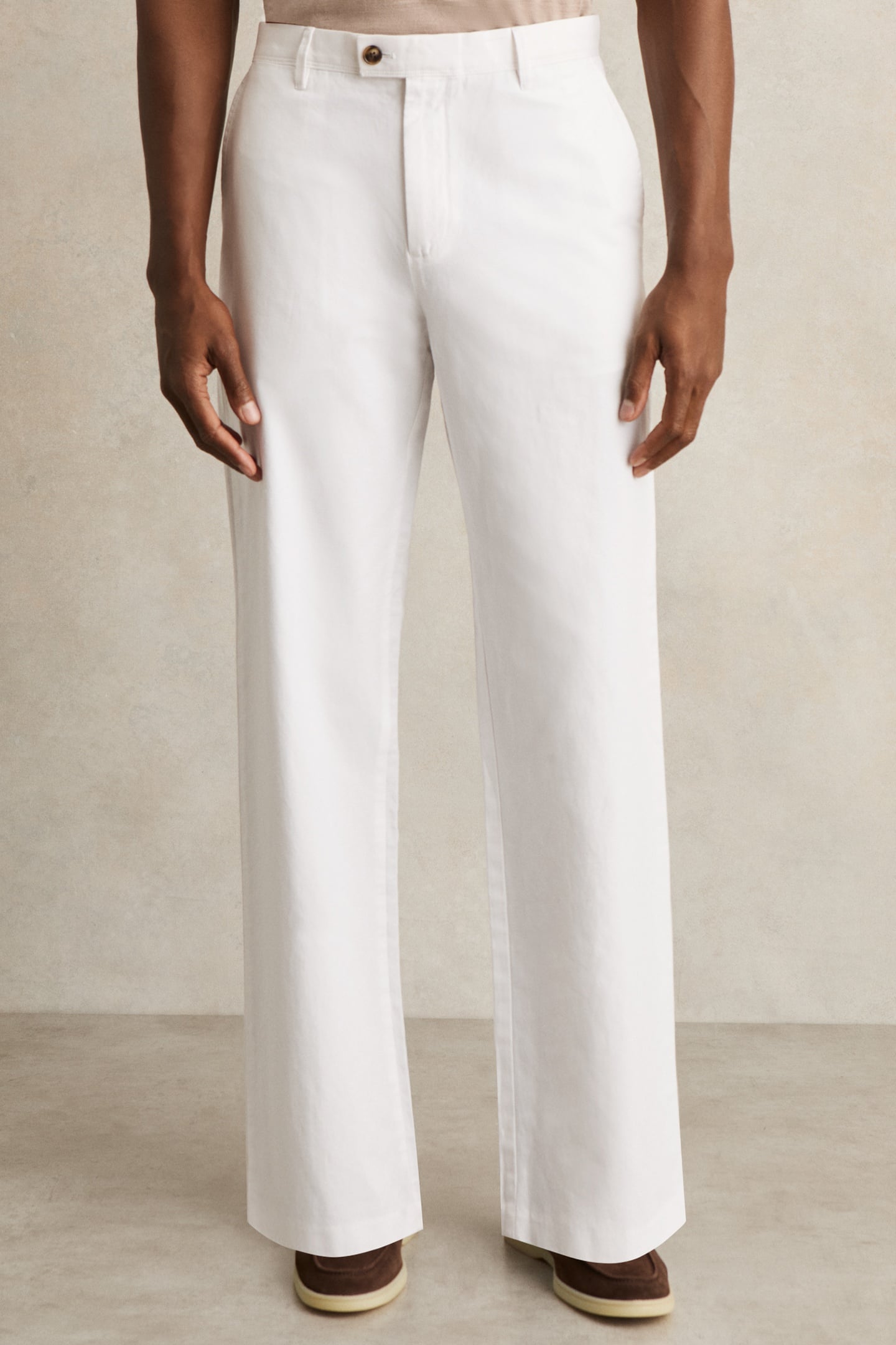Reiss Cotton Relaxed Fit Trouser White Maat: W28 | Tailored Broeken Outlet | Heren | Wit