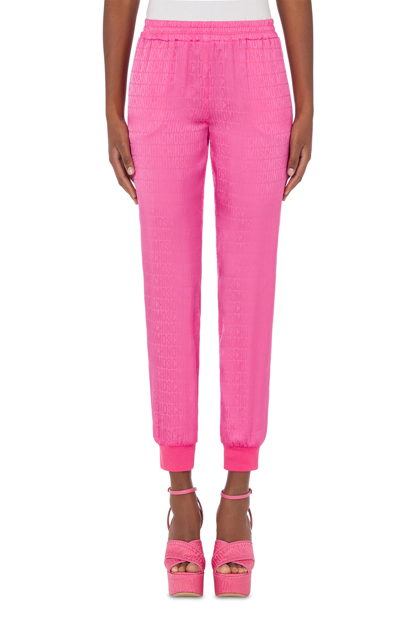 Moschino Allover Logo Twill Joggers Pink Maat: 42 | Joggingbroeken Outlet | Dames | Roze