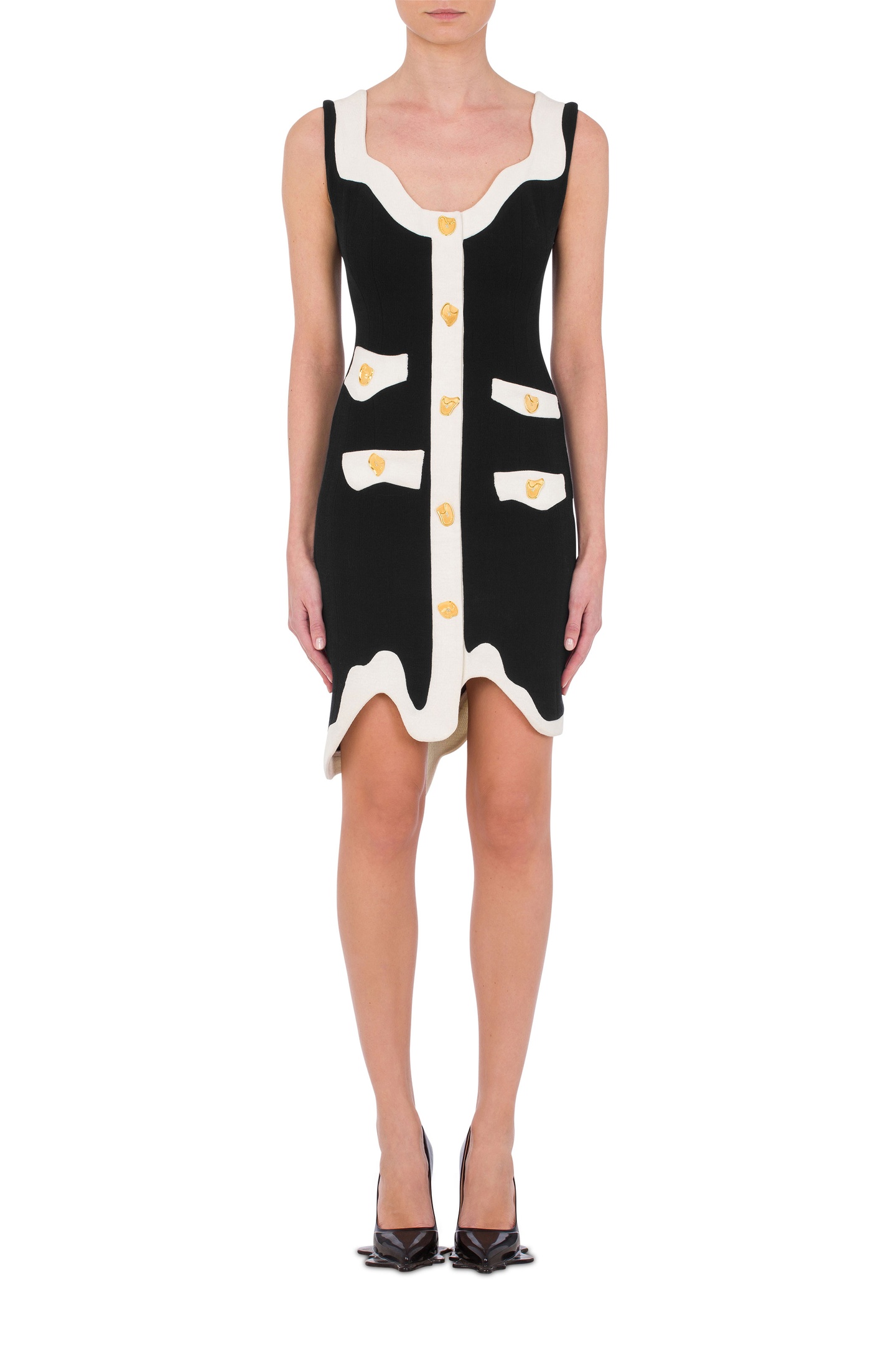 Moschino Morphed Effect Stretch Crepe Dress Black Maat: 36 | Maxi Jurken Outlet | Dames | Zwart