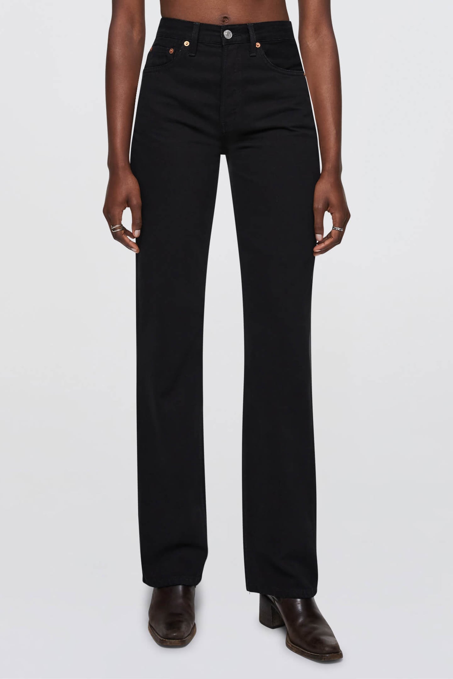 RE/DONE 90s High Rise Loose Black Maat: W23 | Wijde Broeken Outlet | Dames | Zwart