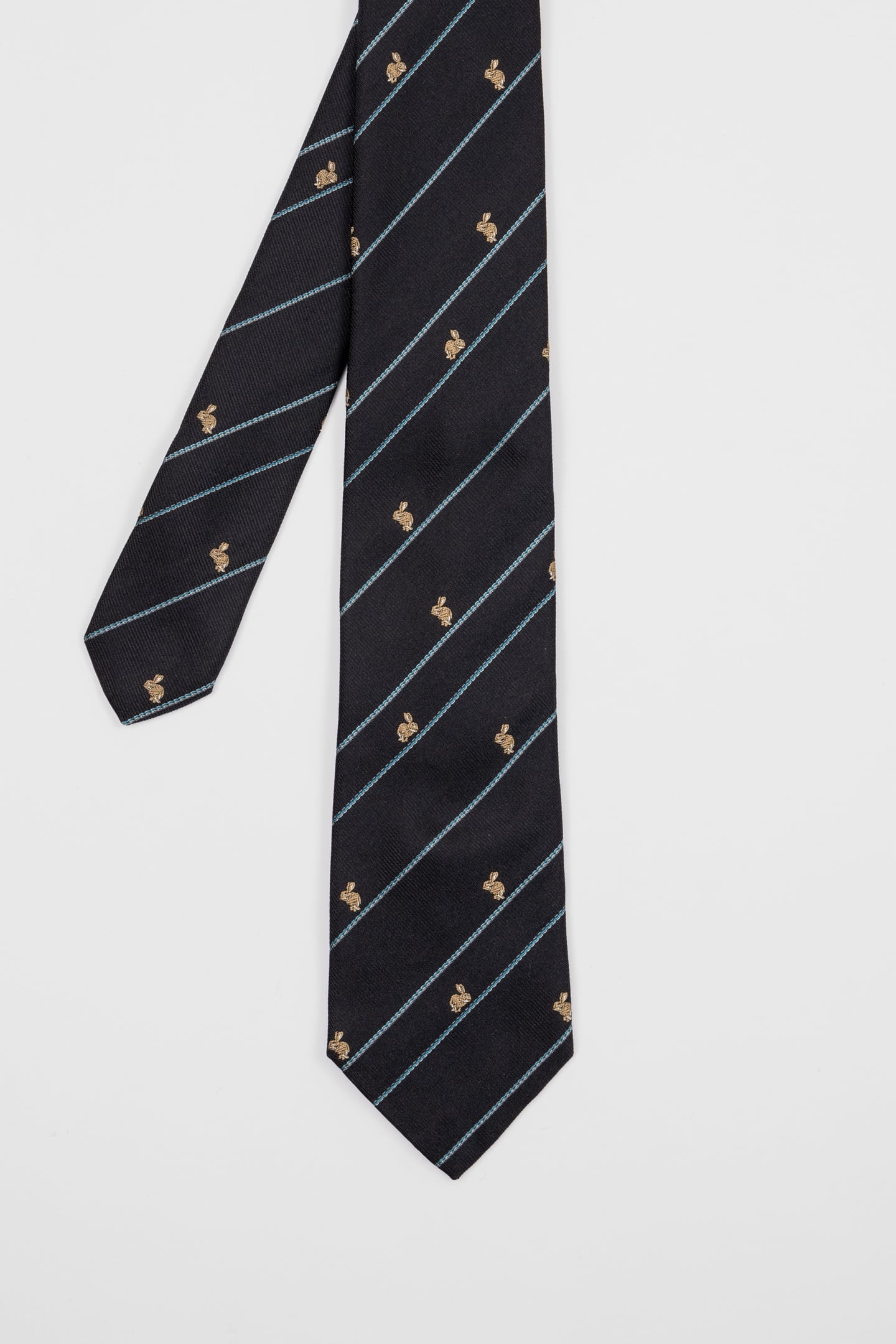 Paul Smith Men Tie Rabbit Stripe Black Maat: 6 | Stropdassen Outlet | Heren | Zwart