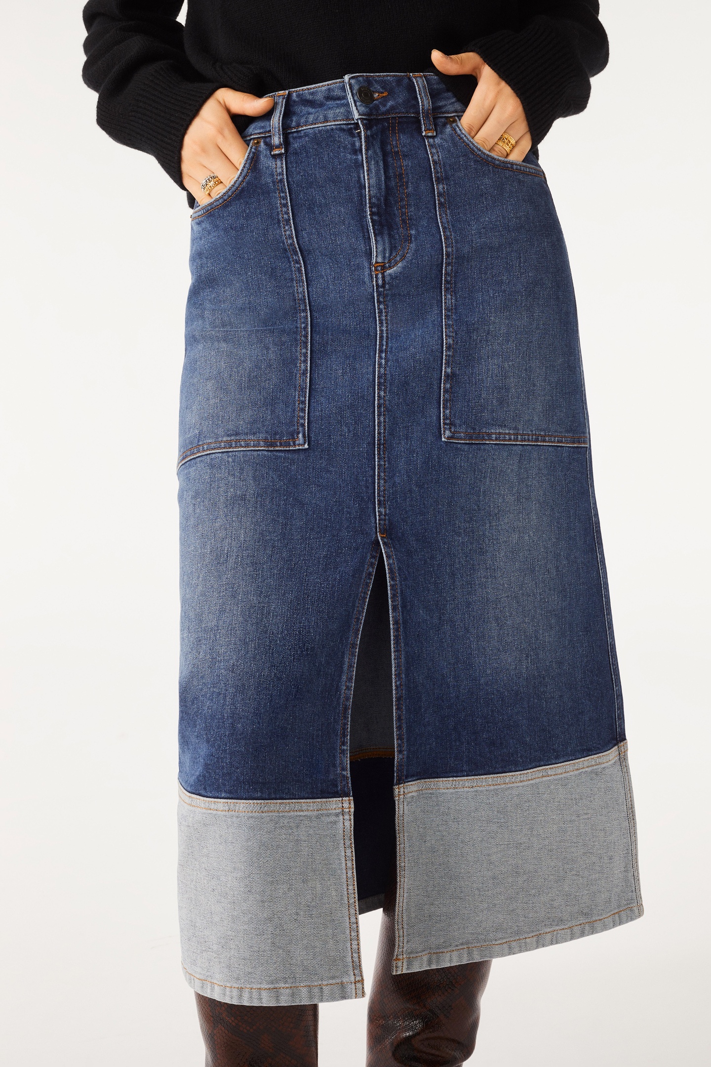 BA&SH Mid-length Skirt Blue Maat: 42 | Spijkerrokken Outlet | Dames | Blauw