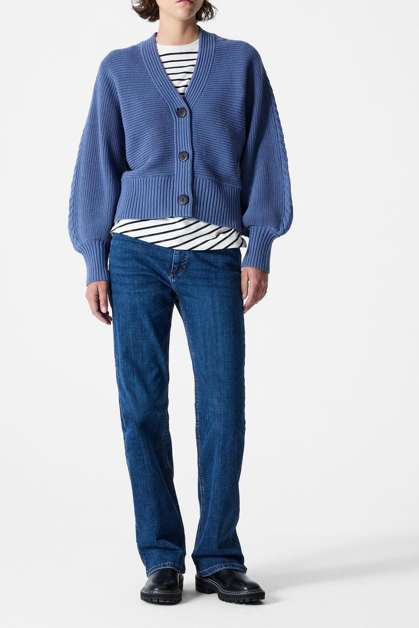 French Connection Tonia Knits V Nk Cardigan Slate Blue Maat: M | Longsleeves Outlet | Dames | Blauw