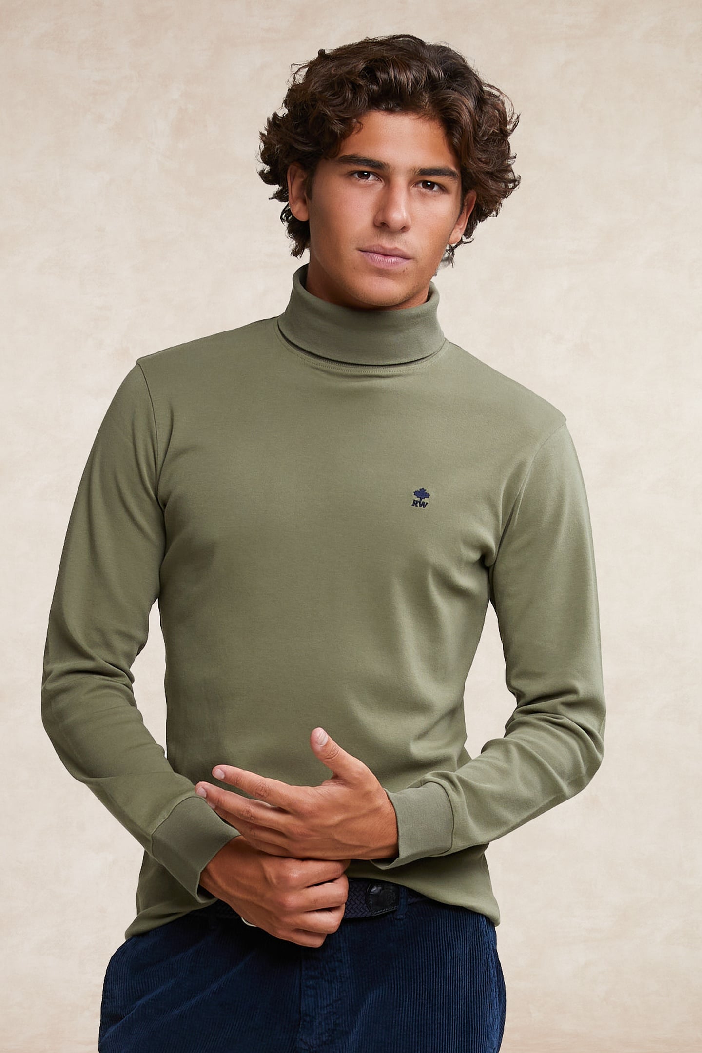 River Woods Cotton Roll Neck T-shirt Long Sleeves Fynboss Green Maat: XXL | Basic T-Shirts Outlet | Heren | Groen