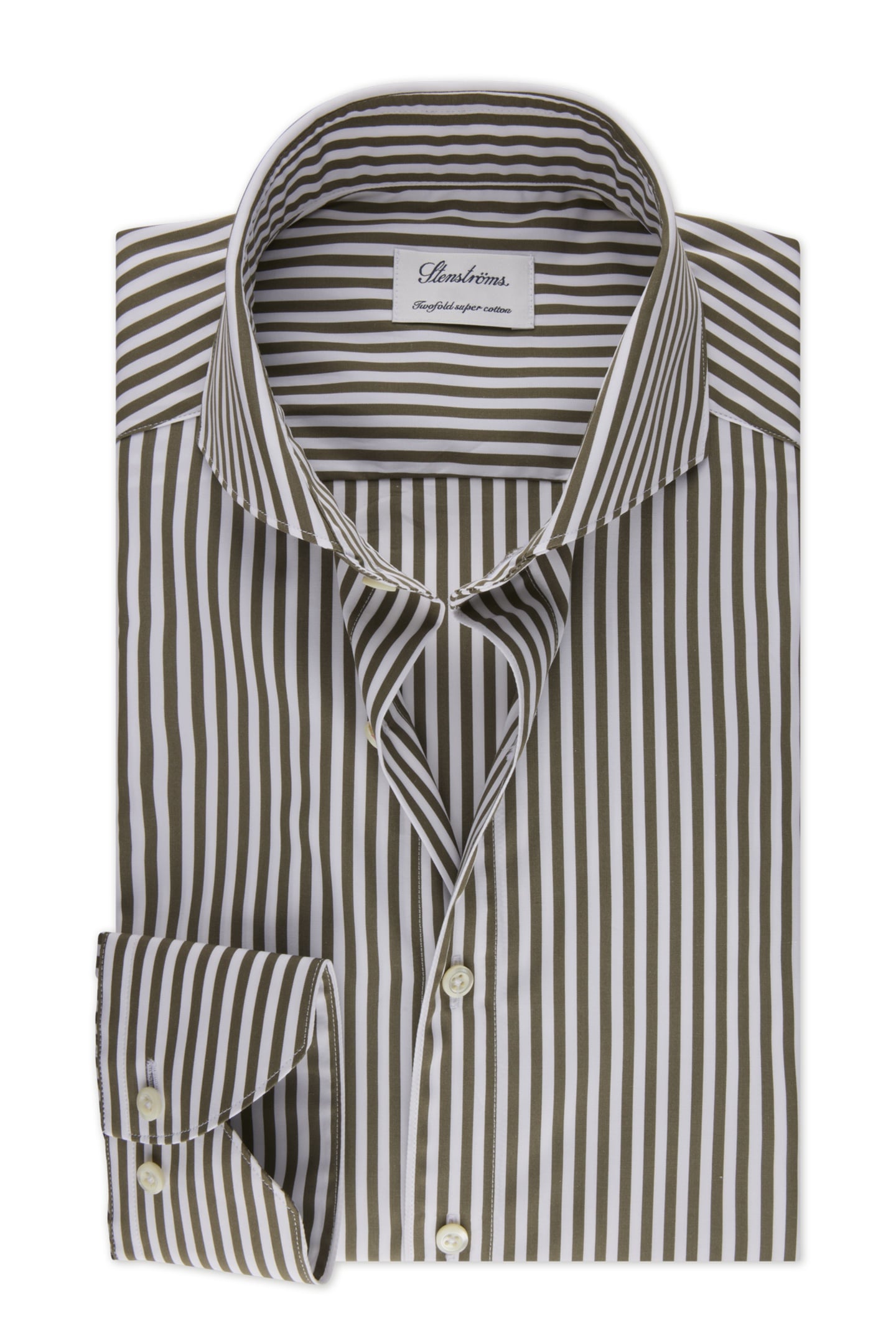 Stenströms Slimline/36, Rc Cuff Green Stripe Maat: 42 | Zakelijke Overhemden Outlet | Heren | Groen