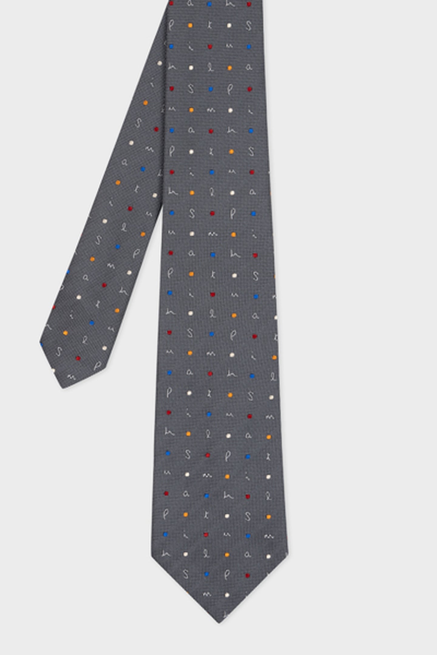 Paul Smith Men Tie Spotty Letters Grey Size: 8 | Ties Outlet | Heren | Grijs