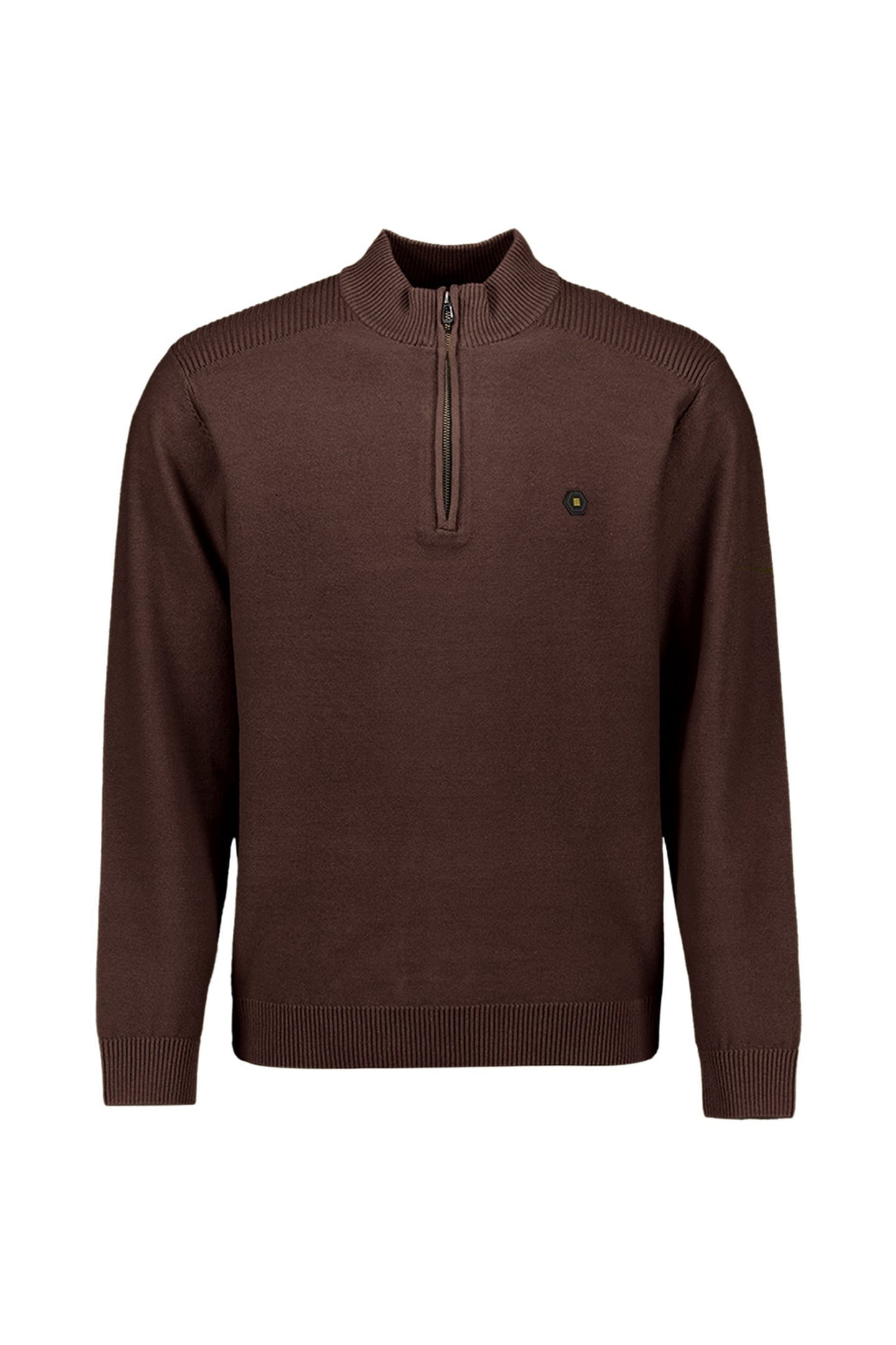 No Excess Pullover Half Zip Shoulder Detail Dark Brown Größe: S | Turtlenecks Outlet | Herren | Braun