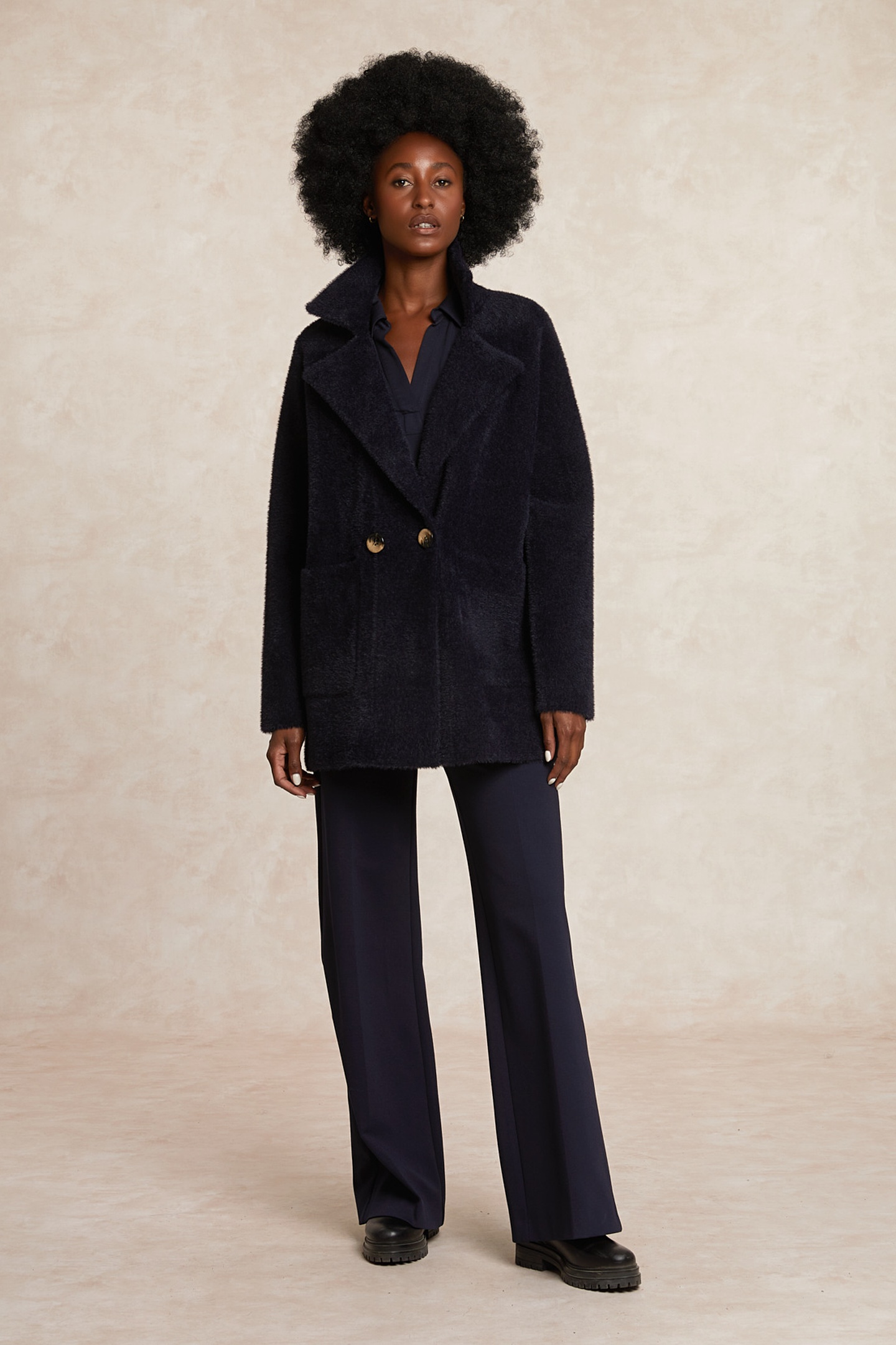 River Woods Viscose V-neck Blouse Glitter Detail Navy Maat: S | Longsleeves Outlet | Dames | Blauw