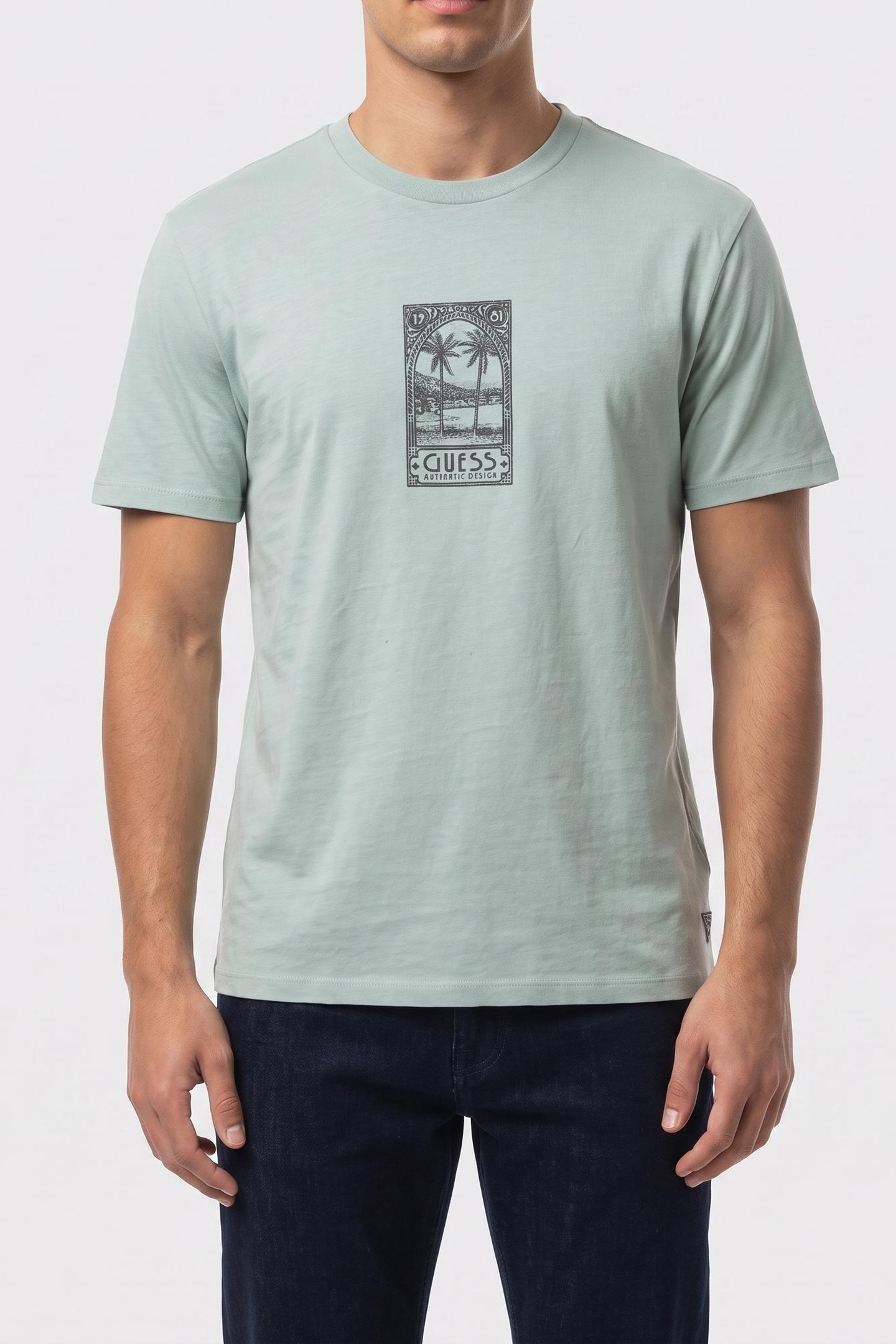 GUESS Ss Bsc Paradise Post Full Grey Multi Taglia: S | Magliette basic Outlet | Uomo | Grigio