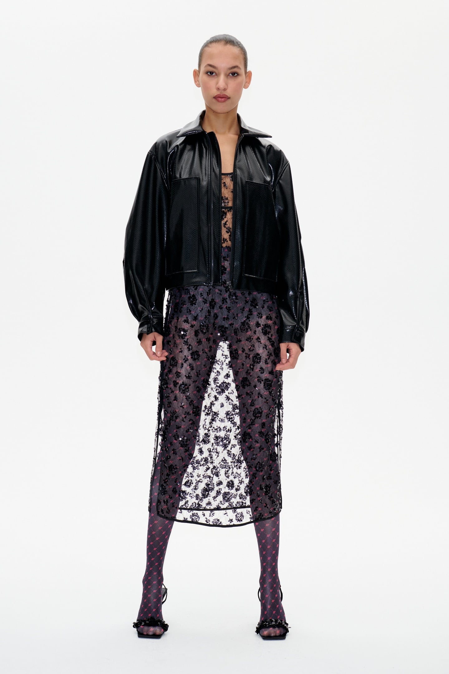 Baum und Pferdgarten Bathilde Jacket Black Snake Maat: 36 | Leren Jassen Outlet | Dames | Zwart