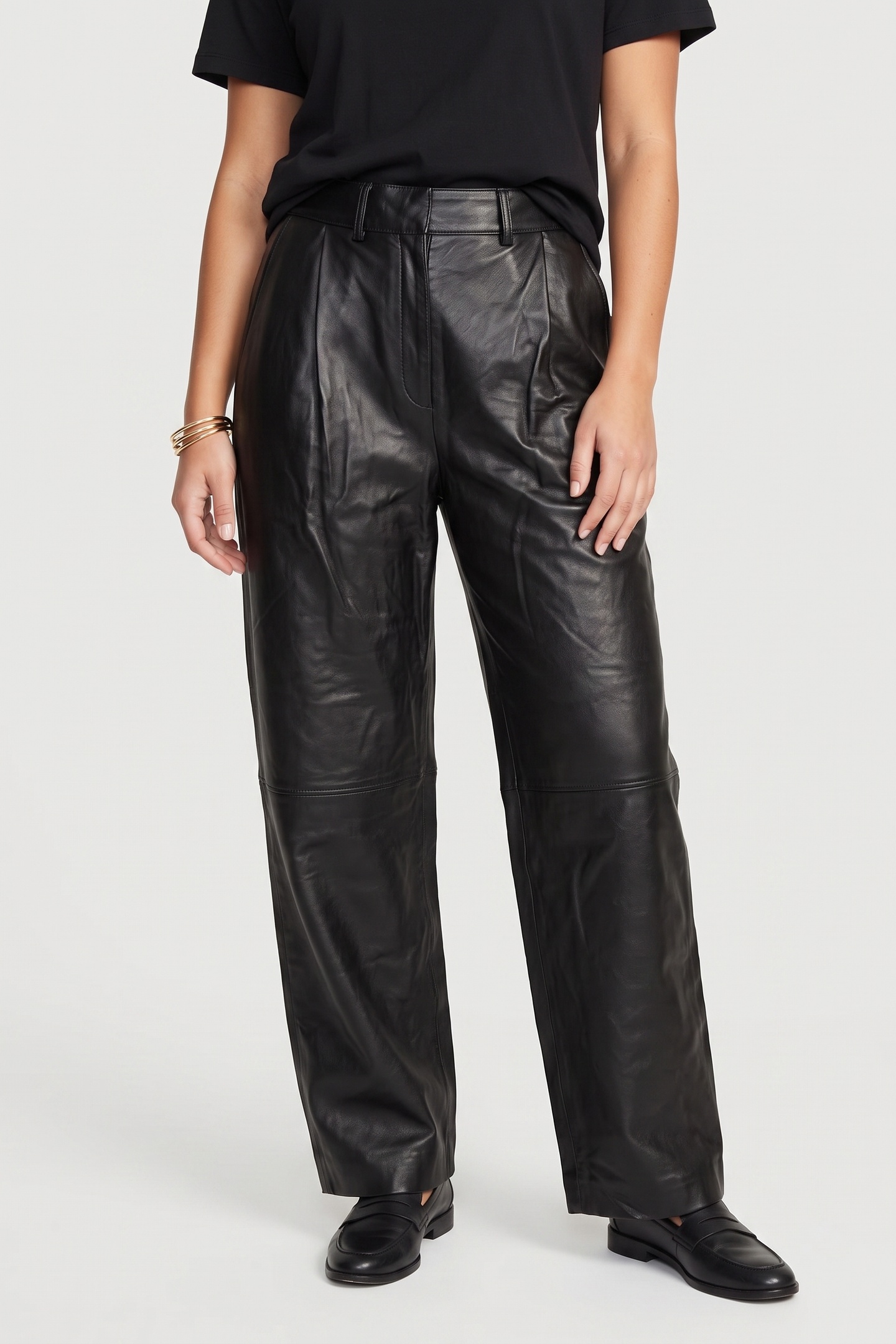 & Other Stories X Alexa Leather Trousers Black Maat: 36 | Leren broeken Outlet | Dames | Zwart