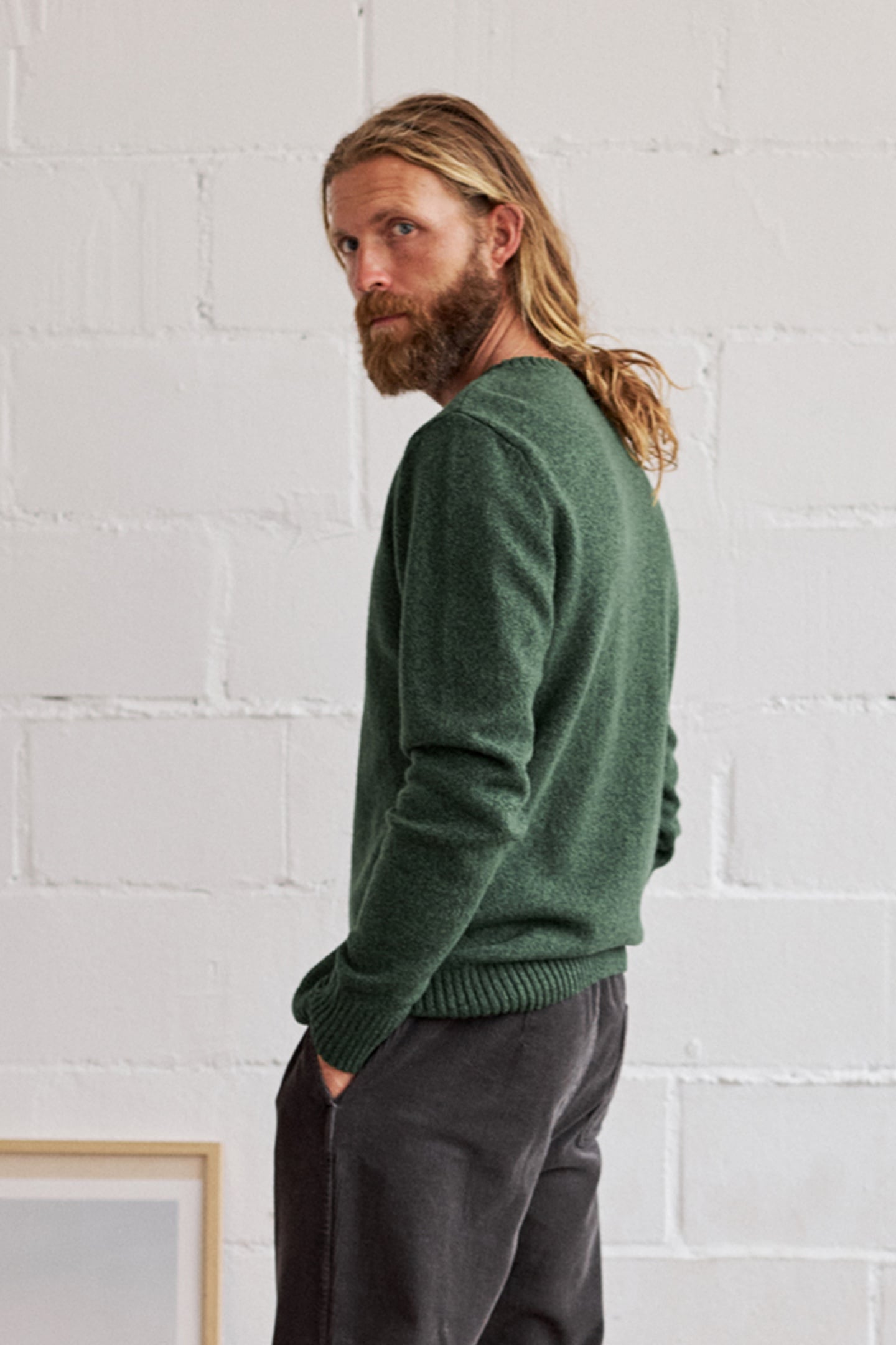 TWOTHIRDS Cagraray Knit Bicolour Dark Green Maat: XL | Sweaters Outlet | Heren | Groen