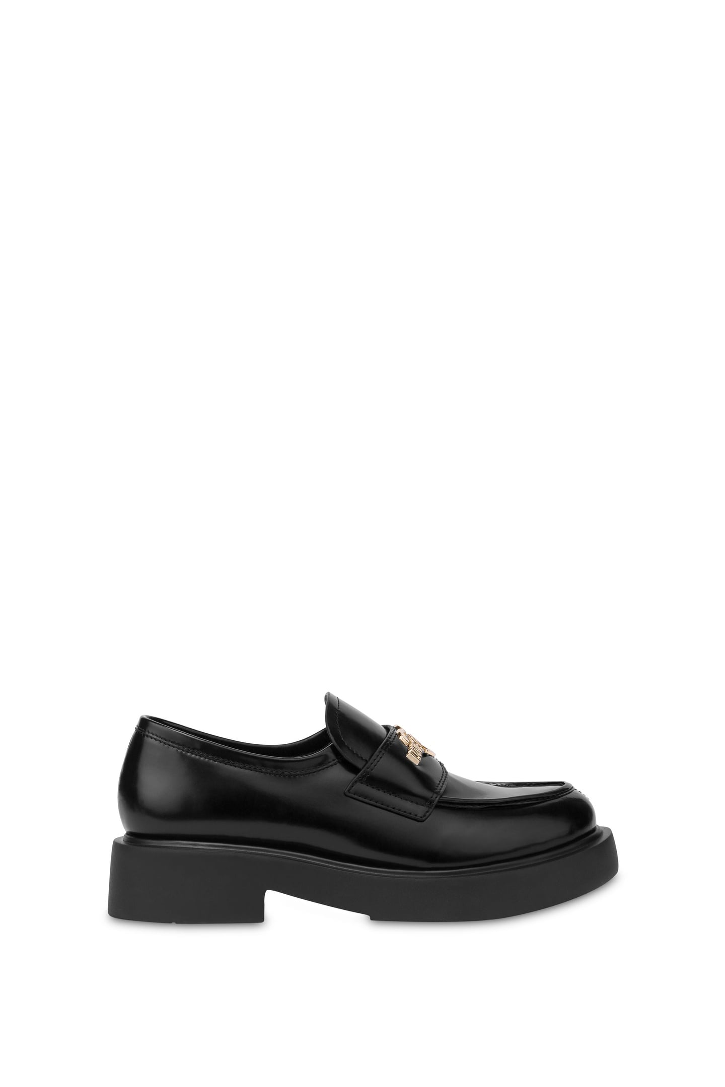 Moschino City Love Abrasive Calfskin Loafers Black Maat: 36 | Instappers Outlet | Dames | Zwart