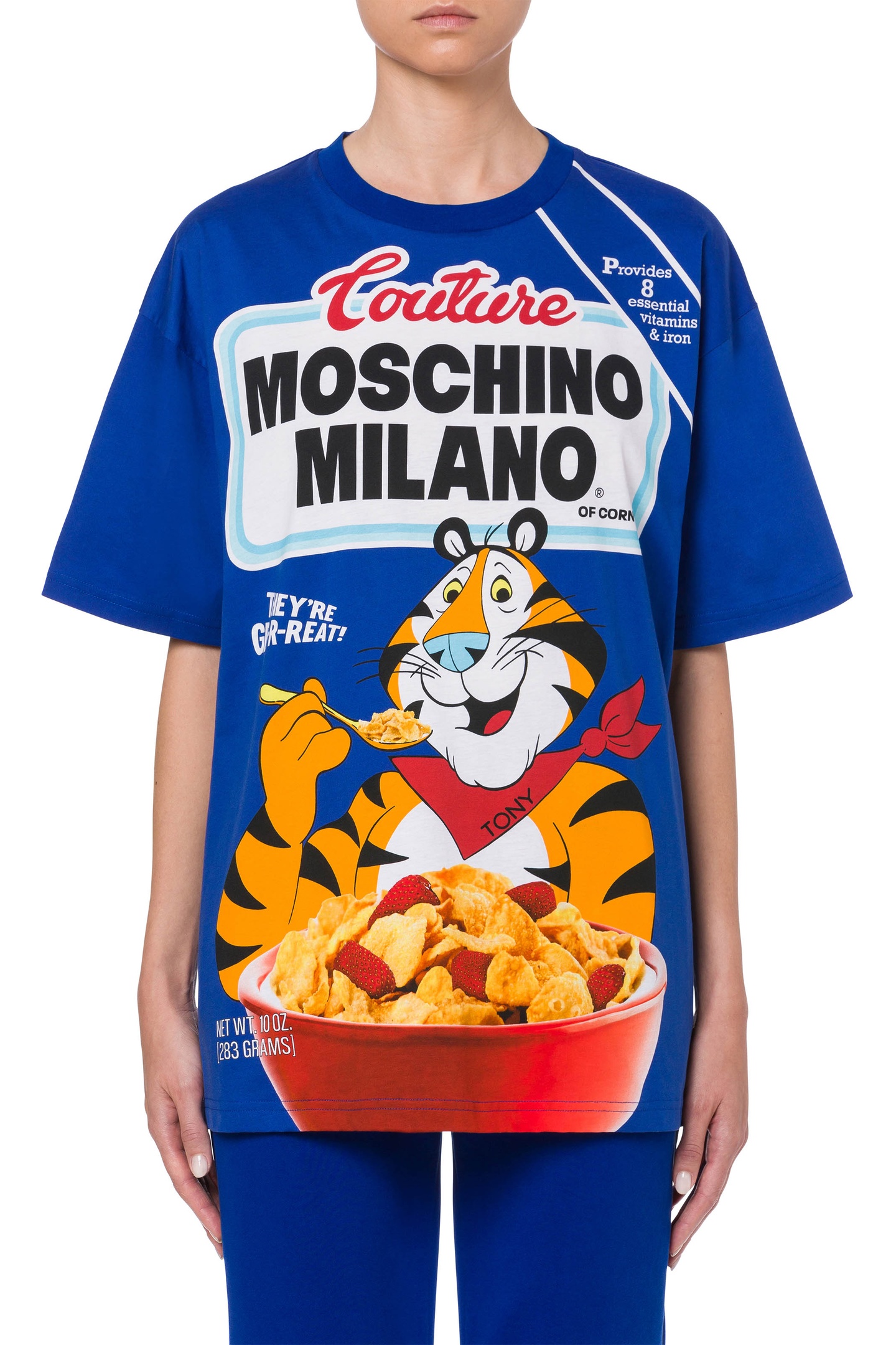 Moschino Chinese New Year Cotton Jersey T-shirt Blue Maat: XS | Tops Outlet | Dames | Blauw