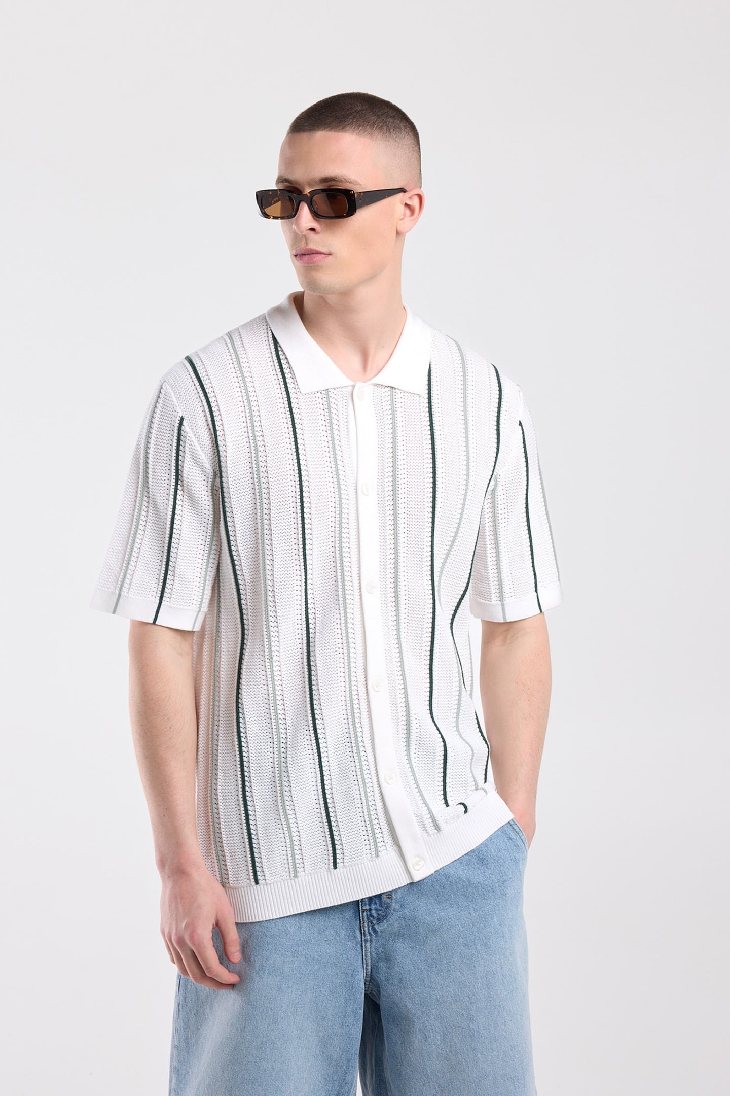 America Today Kent White/green Maat: L | Poloshirts Outlet | Heren | Wit