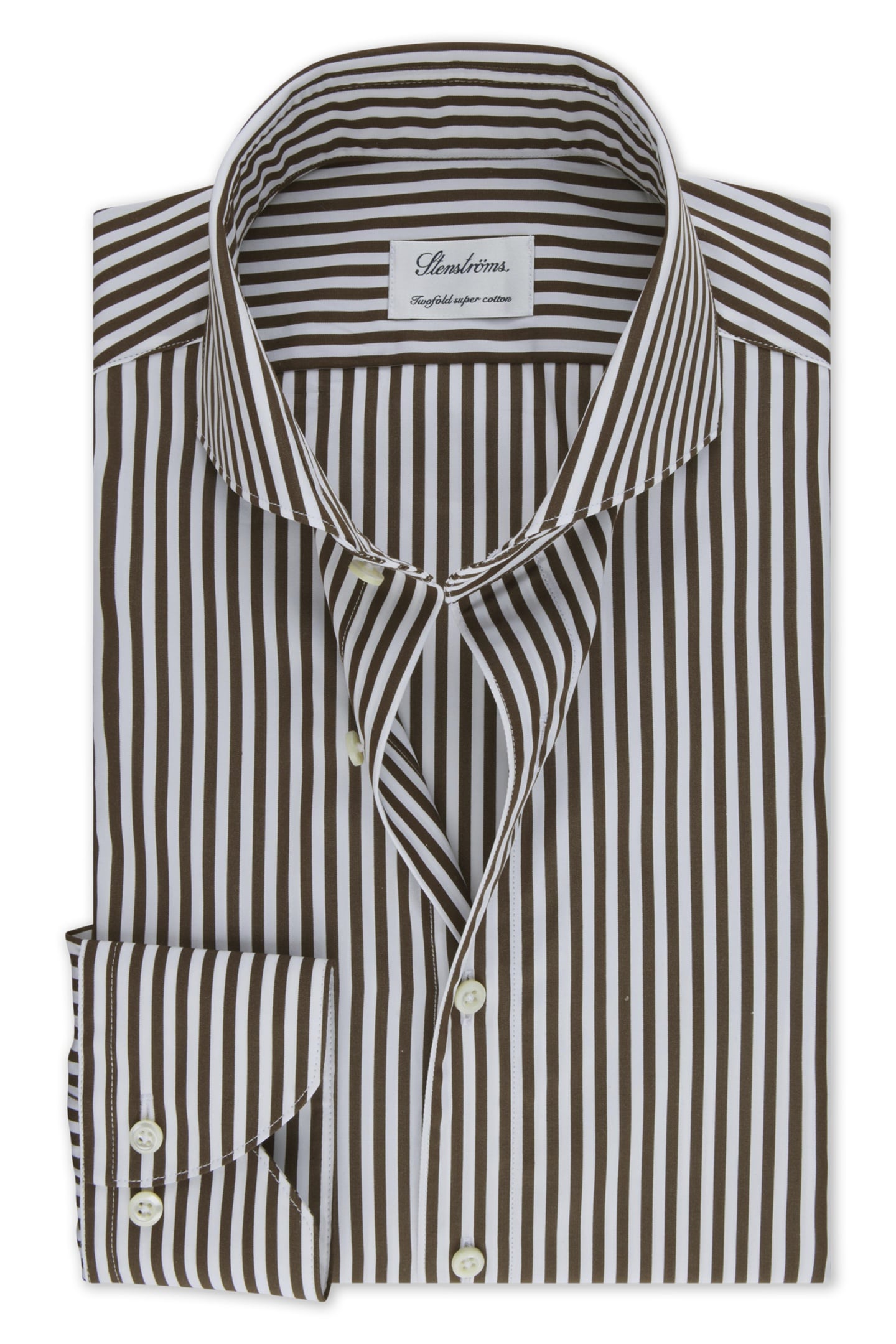 Stenströms Slimline/36, Rc Cuff Dark Brown Stripe Größe: 41 | Business hemden Outlet | Herren | Braun