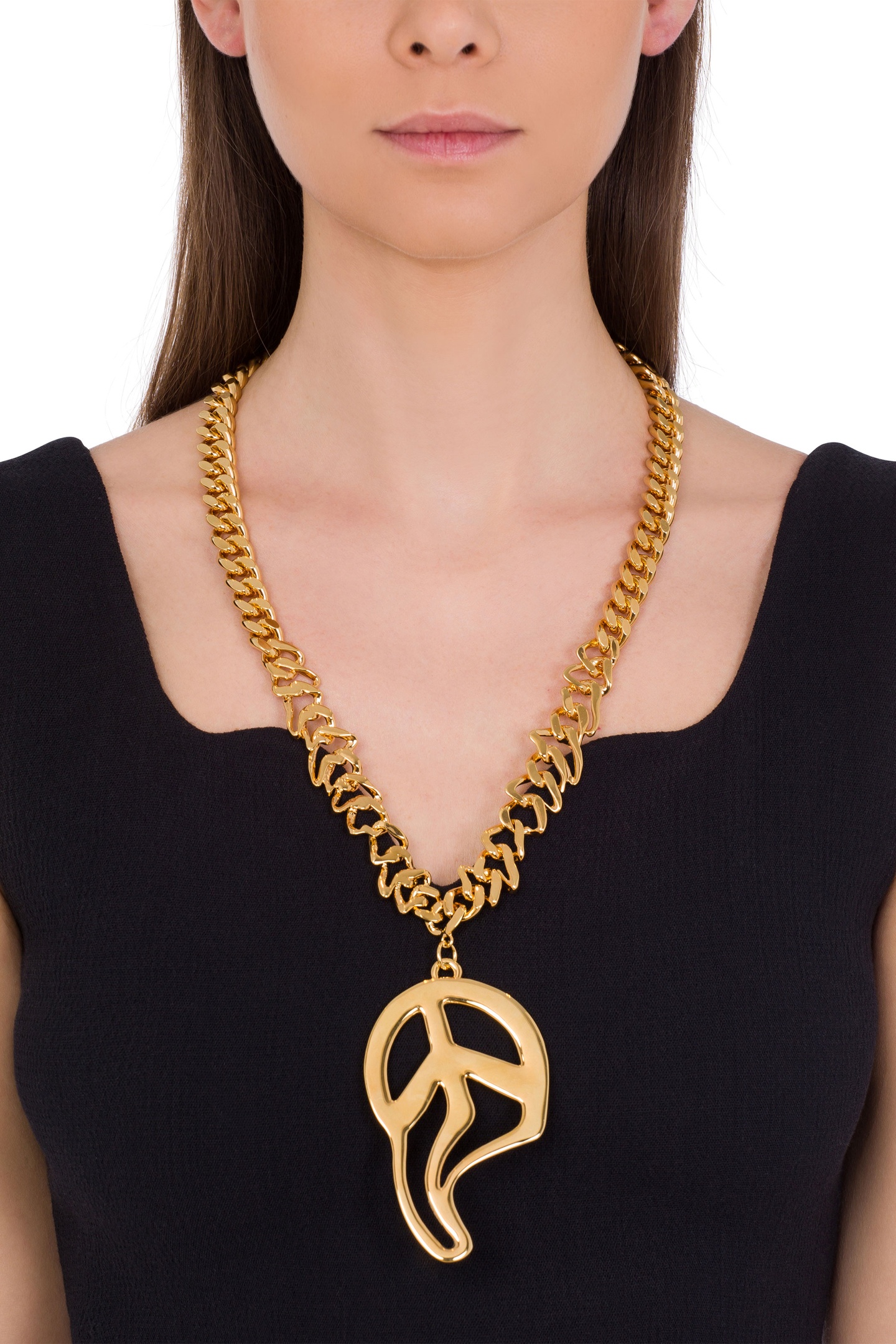 Moschino Morphed Peace Symbol Necklace Gold Maat: OS | Kettingen Outlet | Dames | Goud