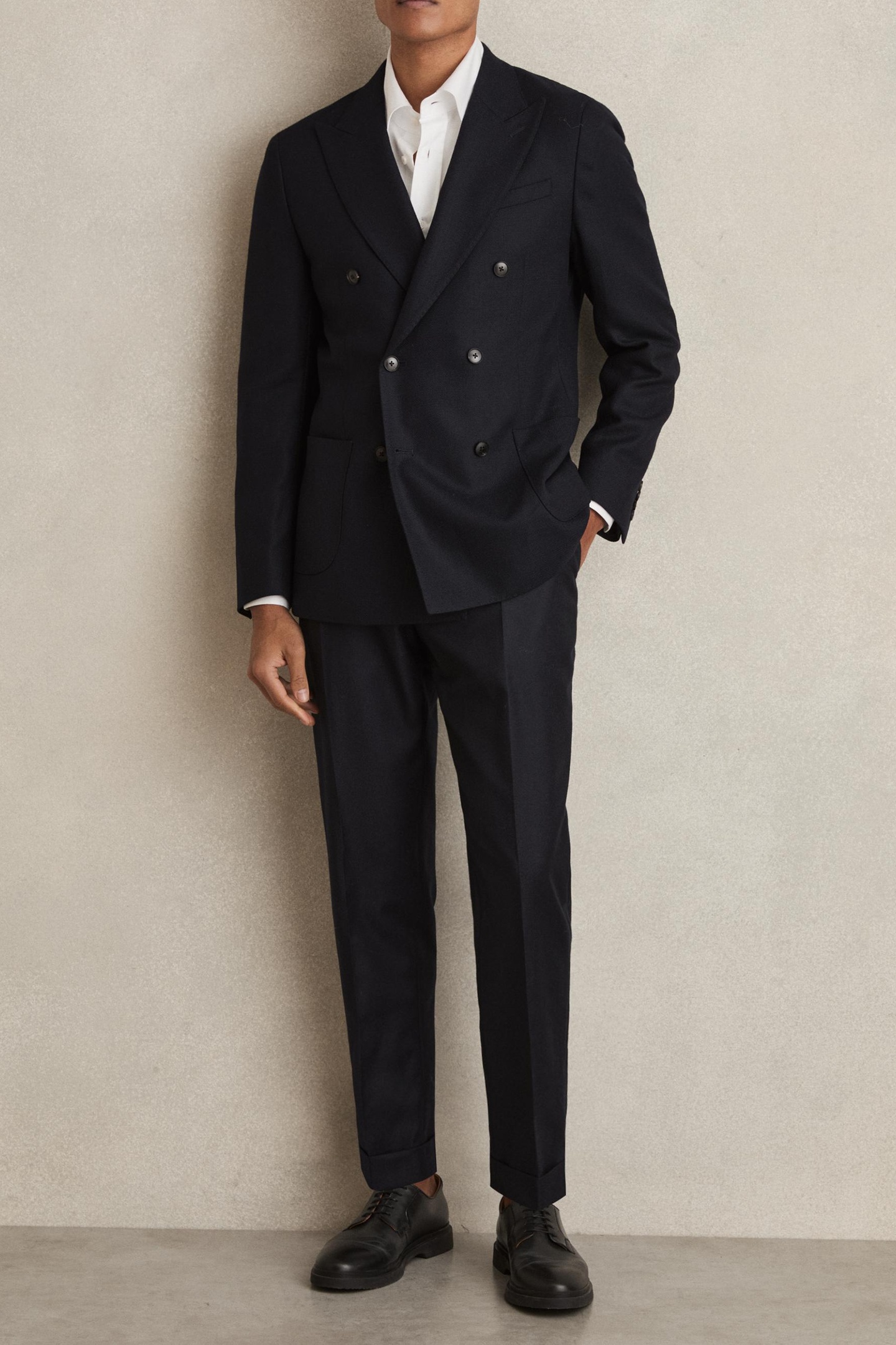 Reiss Db Peak Textured Weave Blazer Navy Maat: 42 | Blazers Outlet | Heren | Blauw