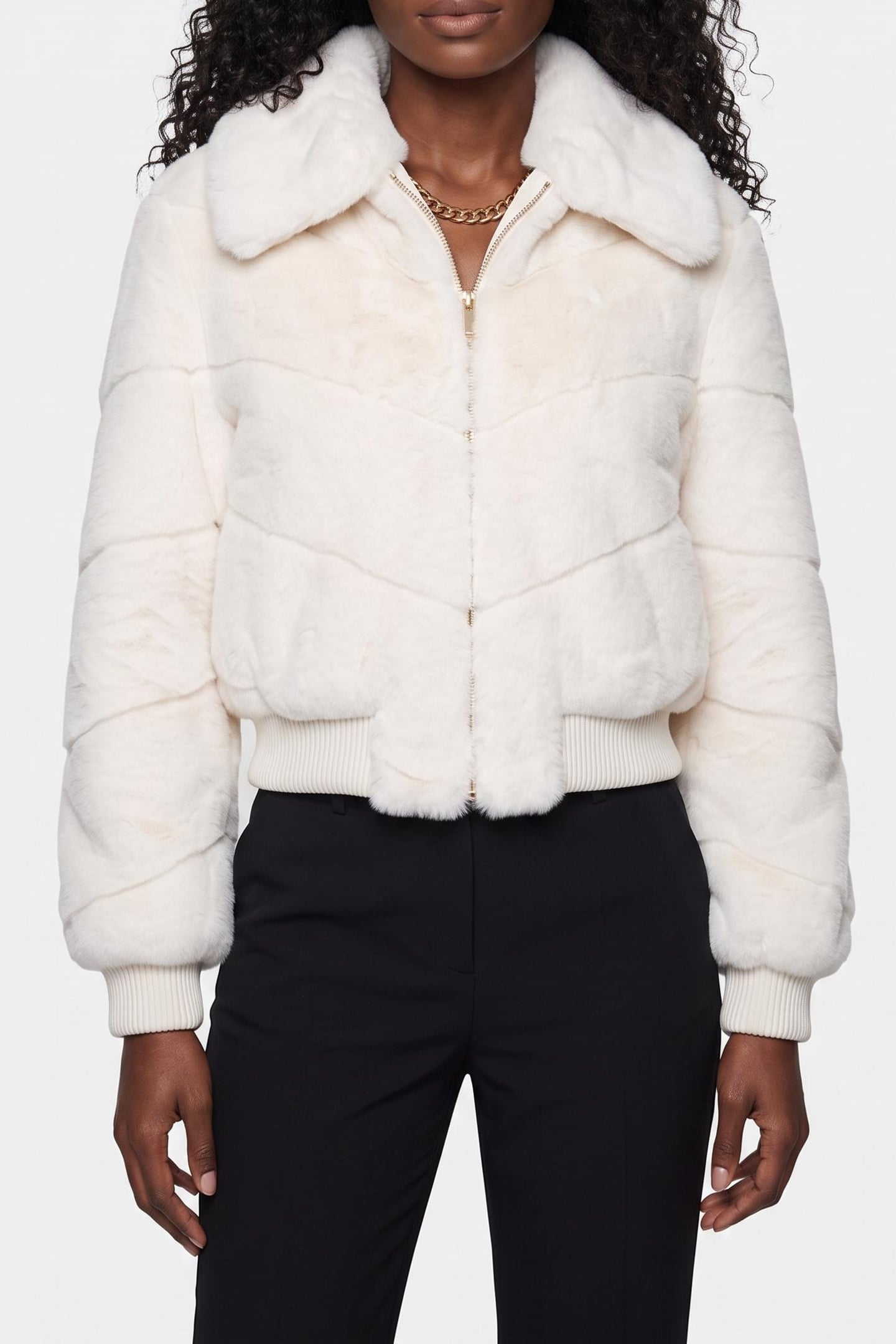 GUESS Maya Faux Fur Jacket Macadamia Multi Maat: XS | Winterjassen Outlet | Dames | Beige