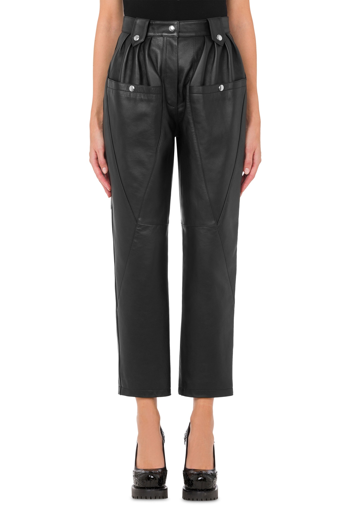 Moschino Nappa Leather Trousers Black Maat: 40 | Leren broeken Outlet | Dames | Zwart