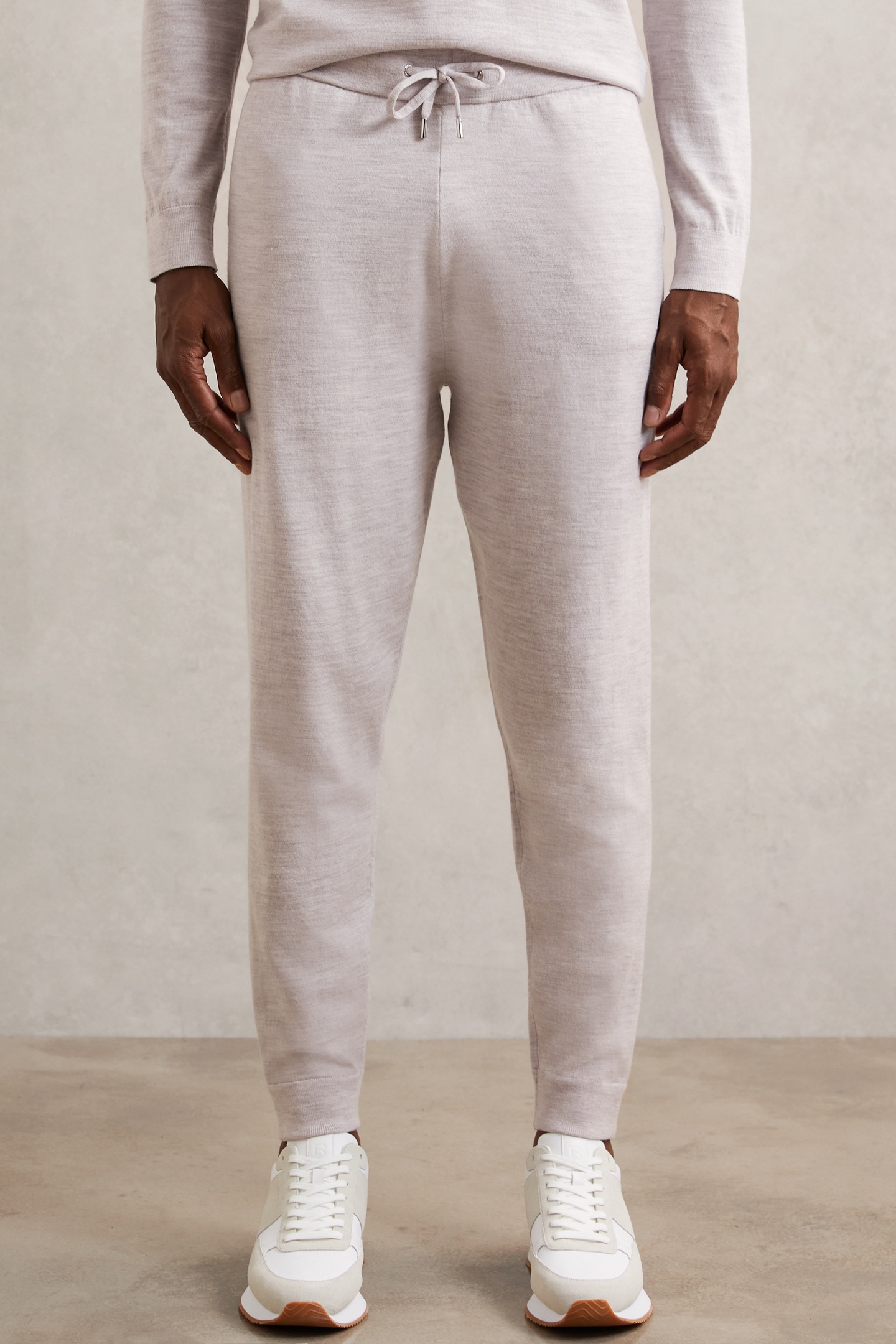 Reiss Merino Drawstring Jogger Wicker Brown Melange Maat: XXL | Joggingbroeken Outlet | Heren | Beige