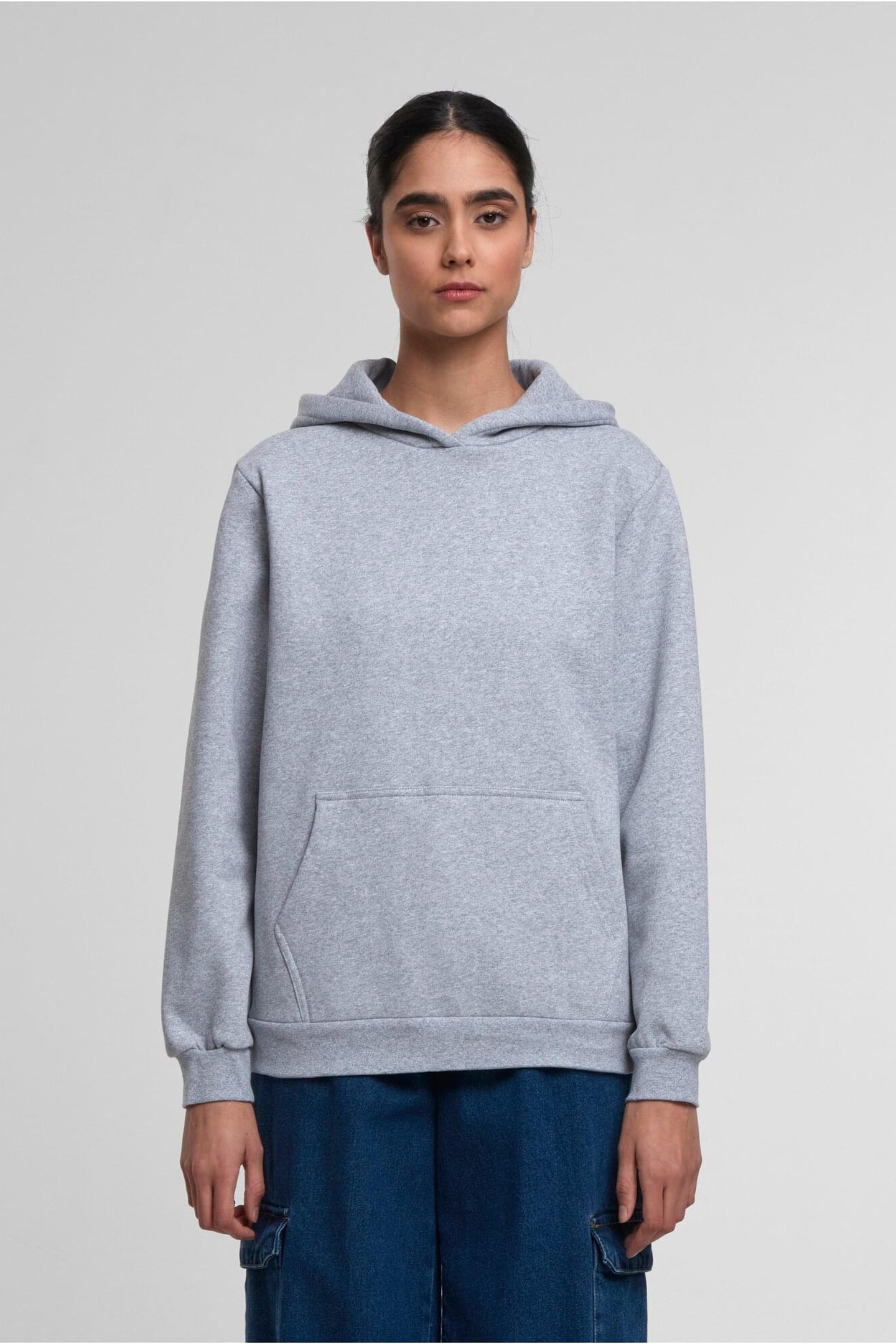 Urban Classics Ladies Loose Brushed Fleece Hoody Melange Maat: L | Sweaters Outlet | Dames | Grijs