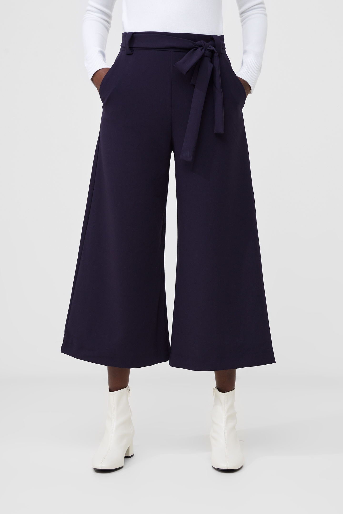 French Connection Whisper Belted Culottes Utility Blue Taille: 8 | Pantalons de costume Outlet | Femme | Bleu