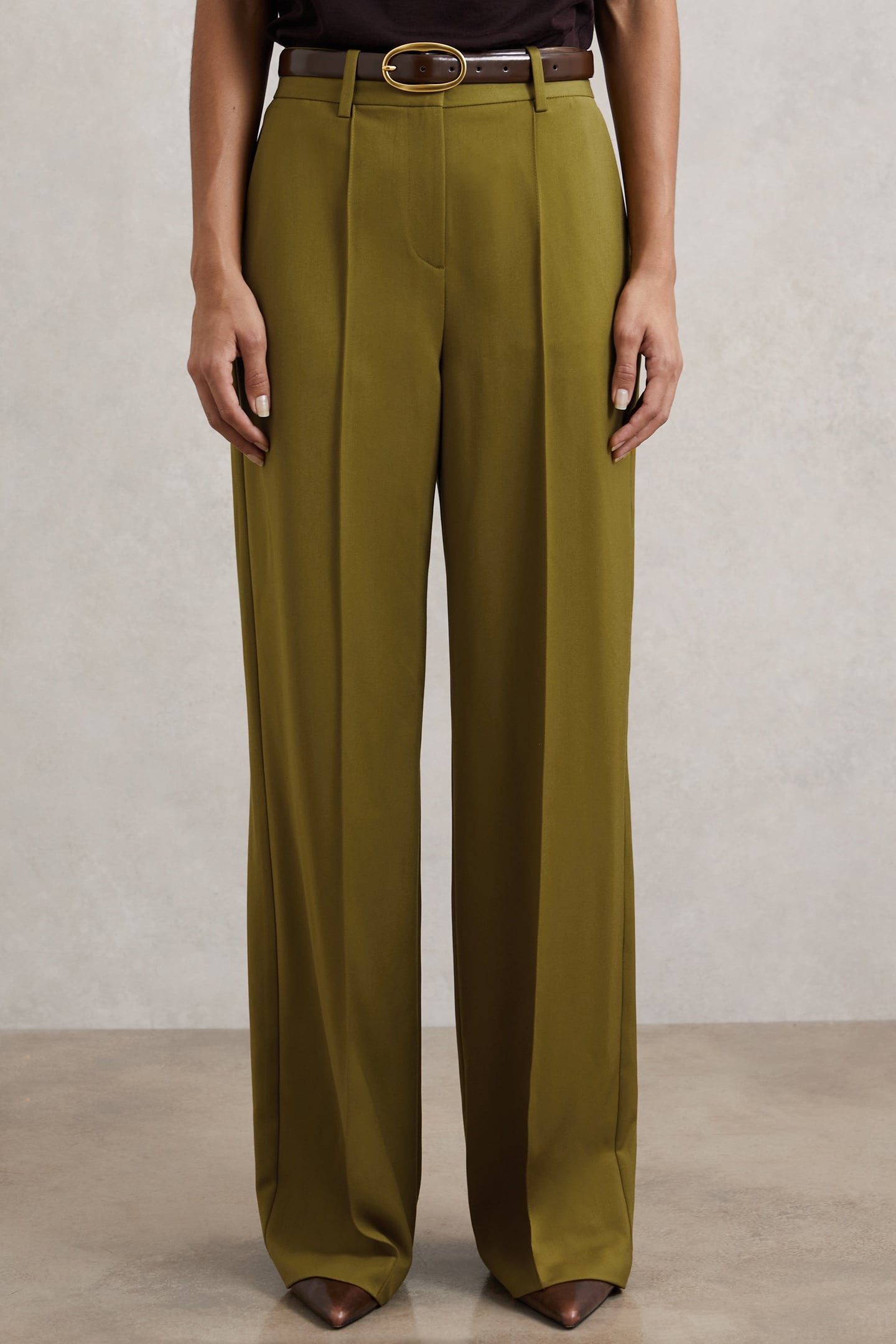 Reiss Wide Leg Trouser Green Maat: 4R | Pantalons Outlet | Dames | Groen