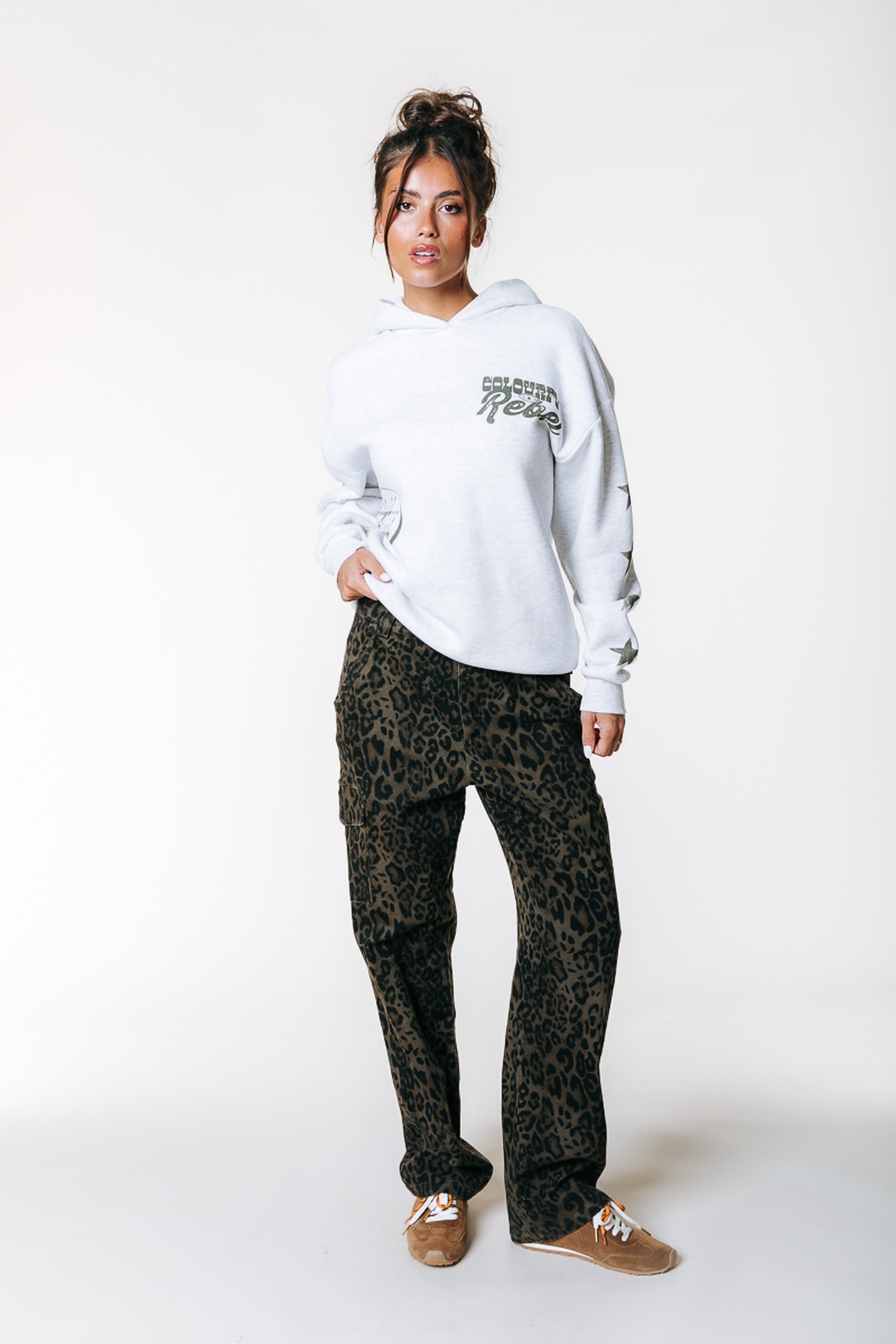 Colourful Rebel Adam Leopard Worker Pants Army Maat: XS | Korte Broeken Outlet | Dames | Bruin