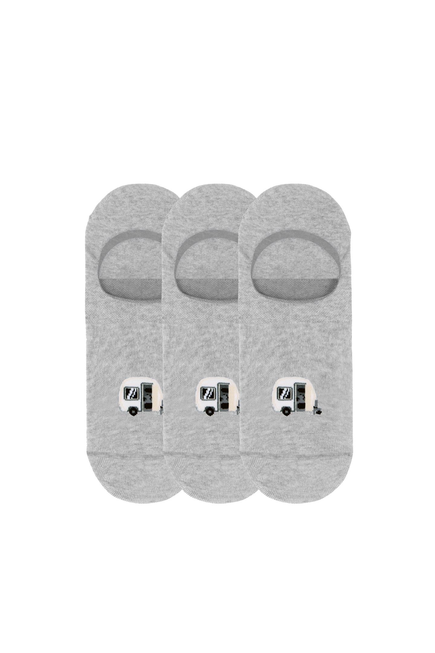 A-DAM  3-pack Casual Socks Mel Caravan Grey Melange Maat: 39-42 | Slipjes Outlet | Unisex | Grijs