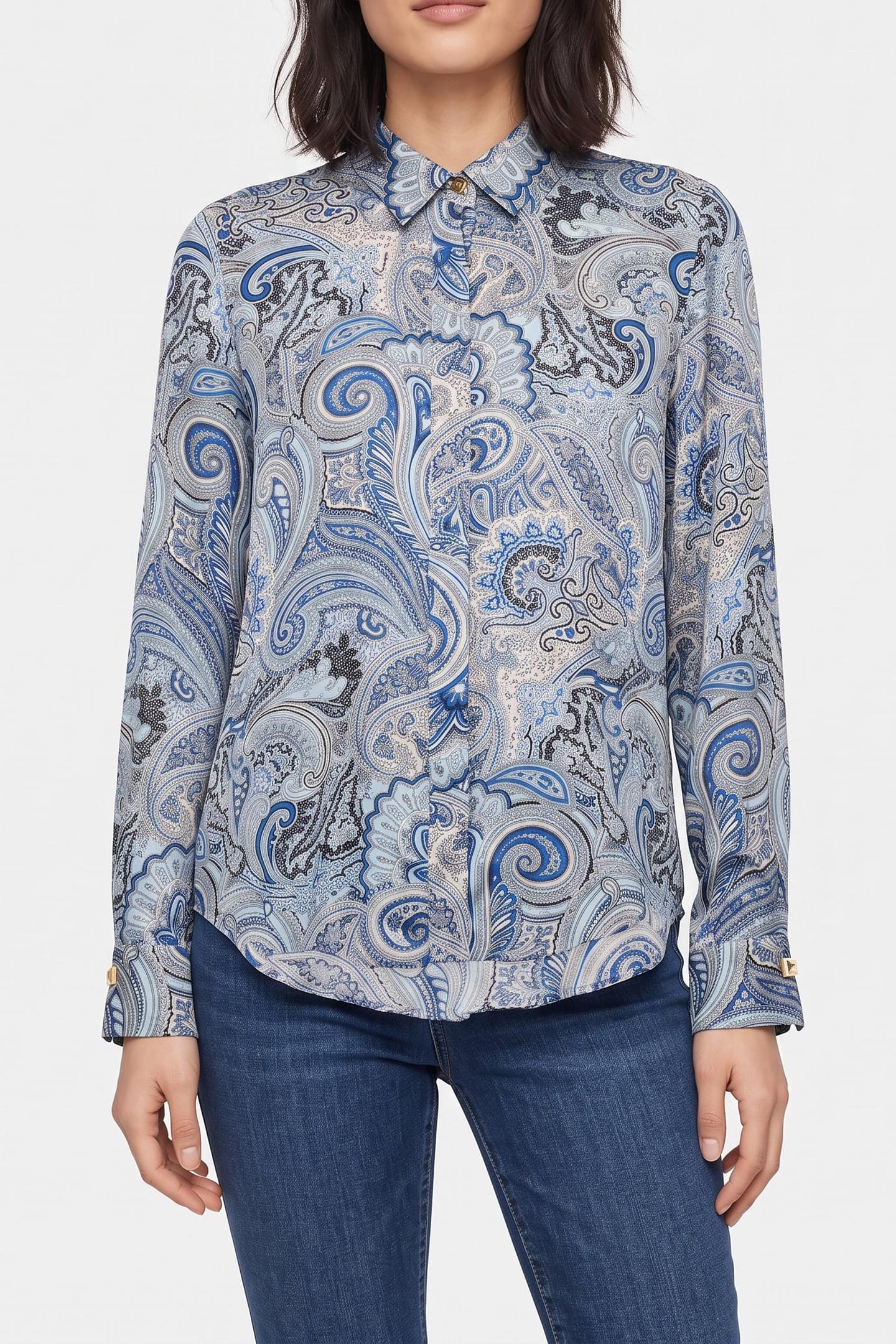 GUESS New Melissa Shirt Floral Paisley Blue Taglia: 38 | Maglie a manica lunga Outlet | Donna | Blu