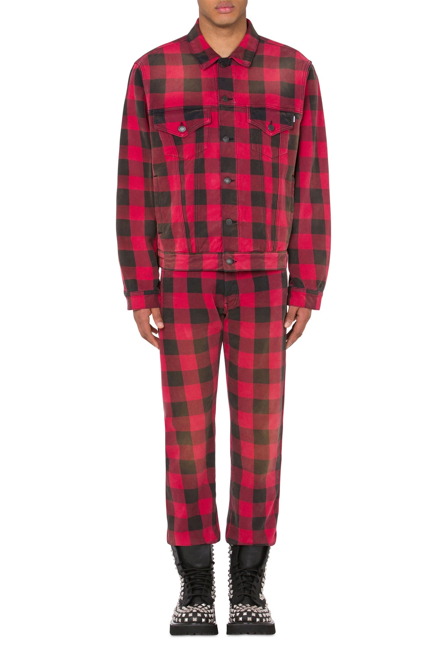 Moschino Cotton Check Jacket Red Maat: 52 | Spijkerjassen Outlet | Heren | Rood