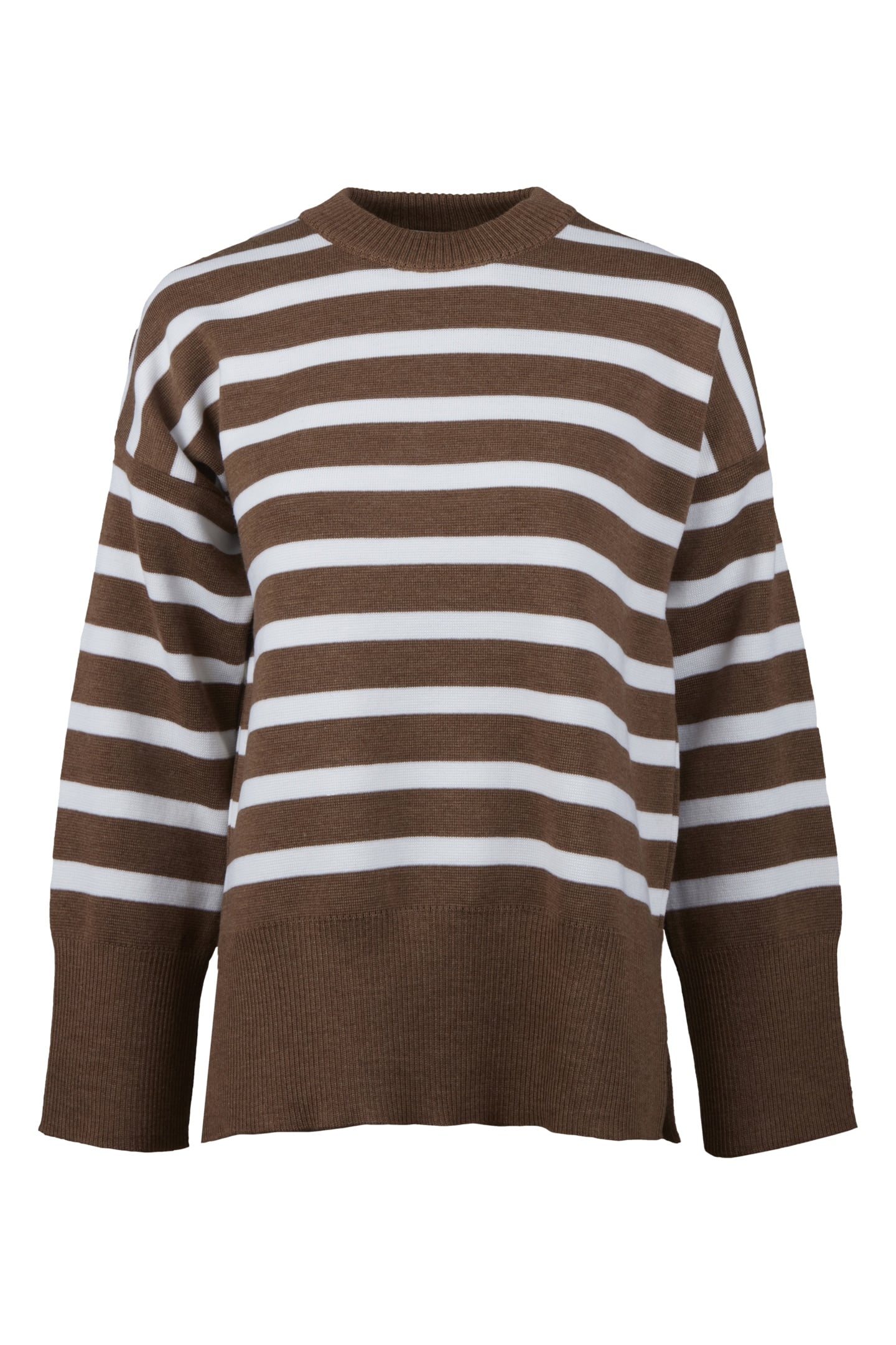 Stenströms Crystal Knit Jumper Light Brown Stripe Größe: M | Longsleeves Outlet | Damen | Braun