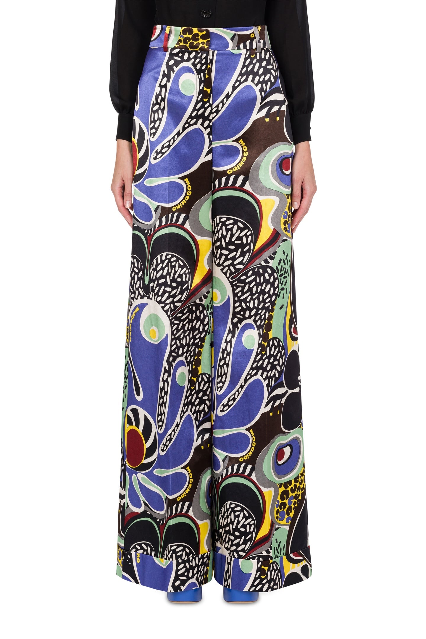 Moschino Psychedelic Print Palazzo Trousers Black Maat: 42 | Wijde Broeken Outlet | Dames | Zwart