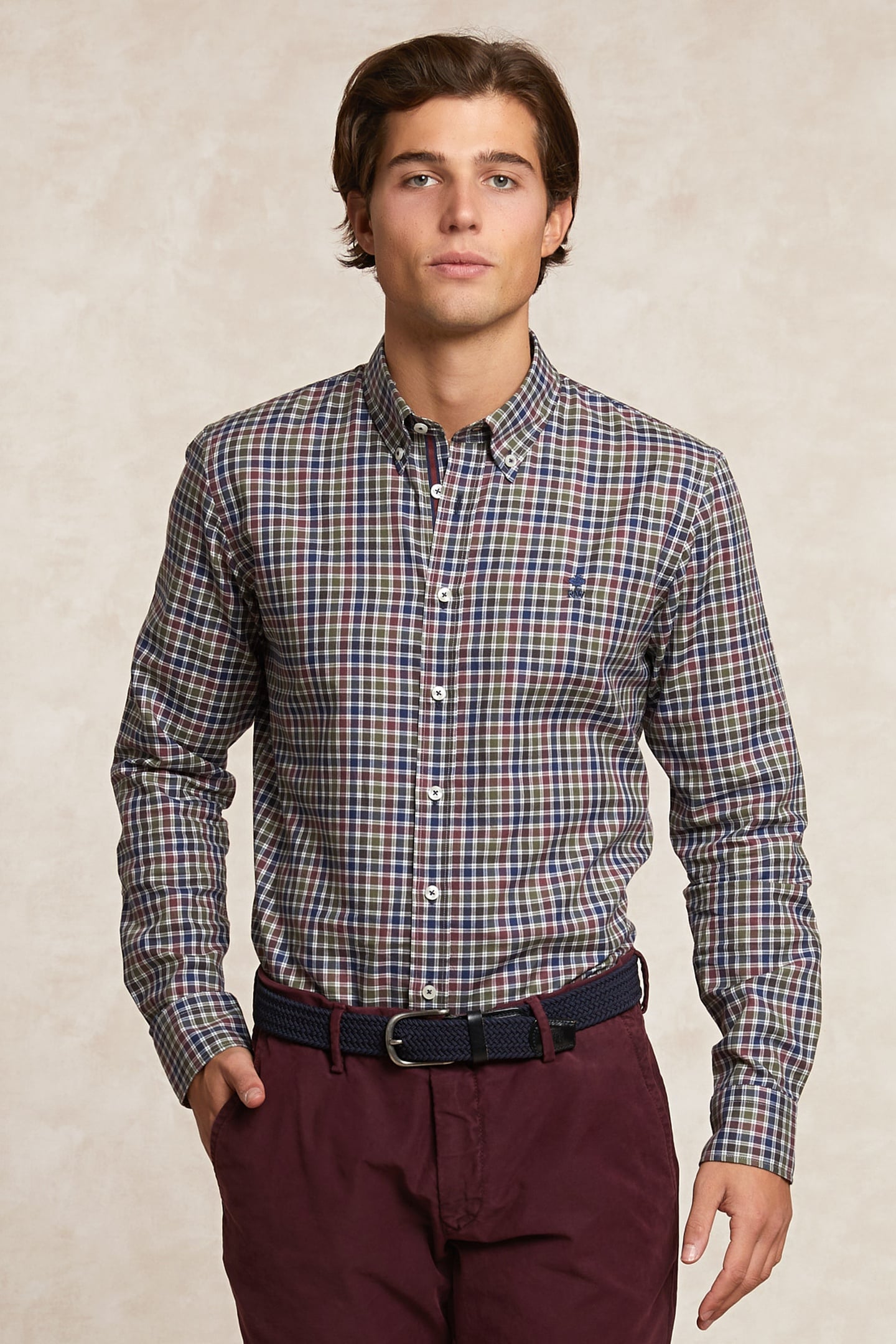 River Woods Custom Fit Checked Flannel Shirt Multi Maat: S | Longsleeves Outlet | Heren | Blauw