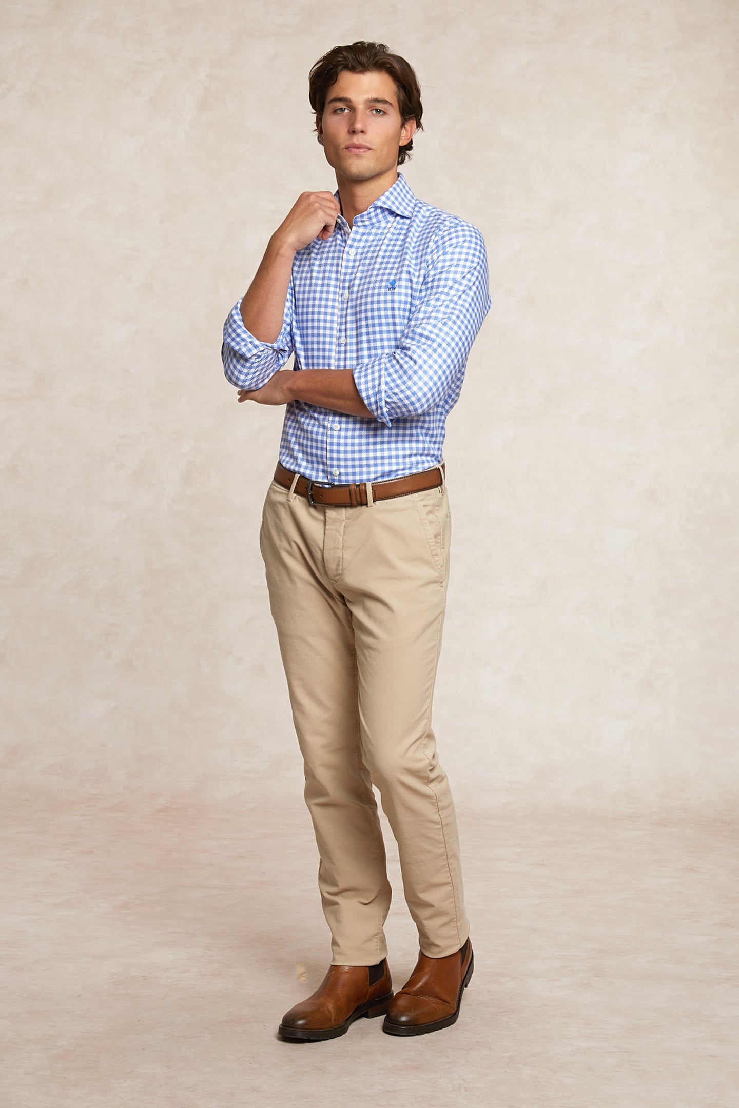 River Woods Custom Fit Cotton Checked Shirt Blue/white Maat: XXL | Casual Overhemden Outlet | Heren | Blauw