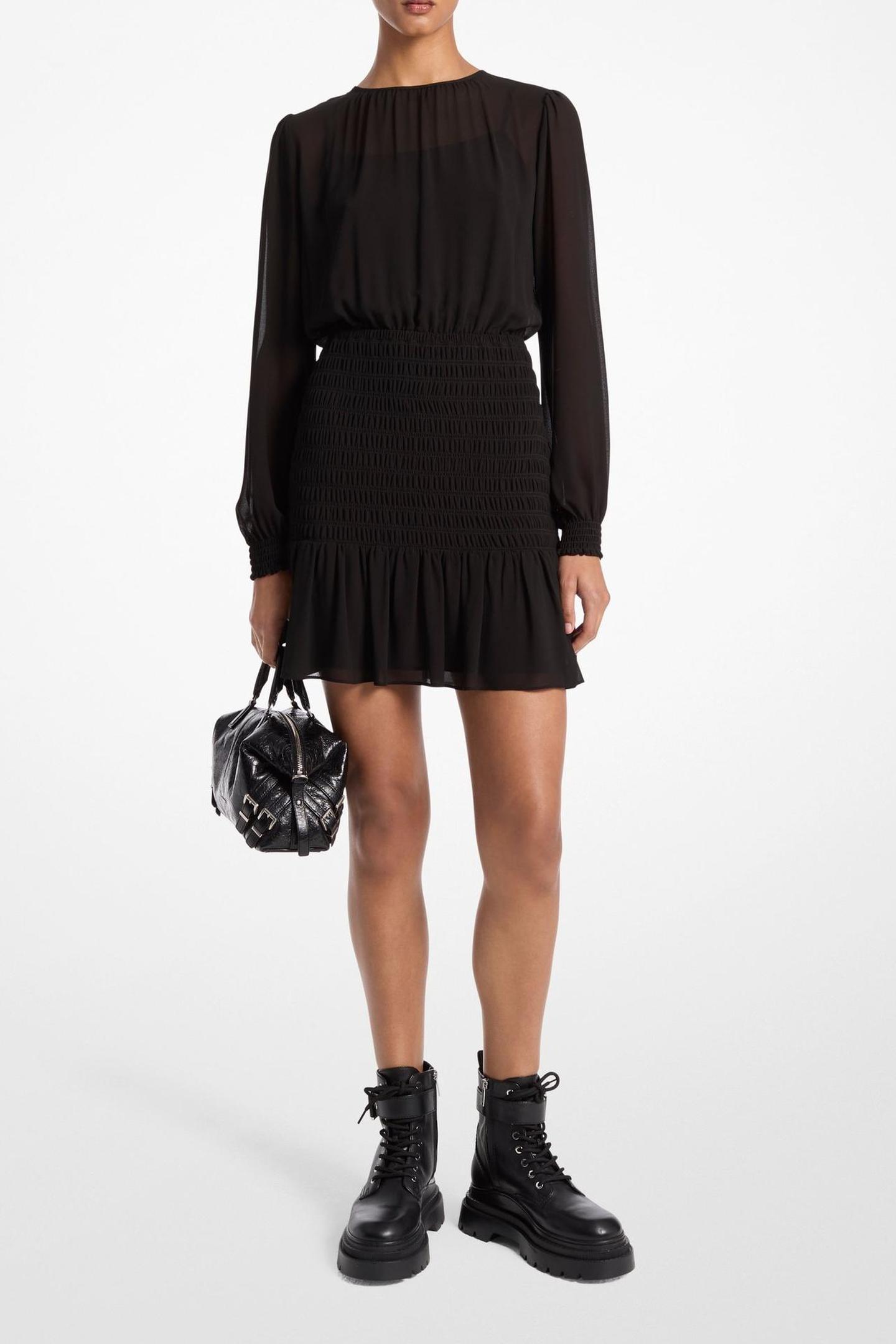 Michael Kors Ls Smock Mini Dress Black Maat: S | Mini Jurken Outlet | Dames | Zwart