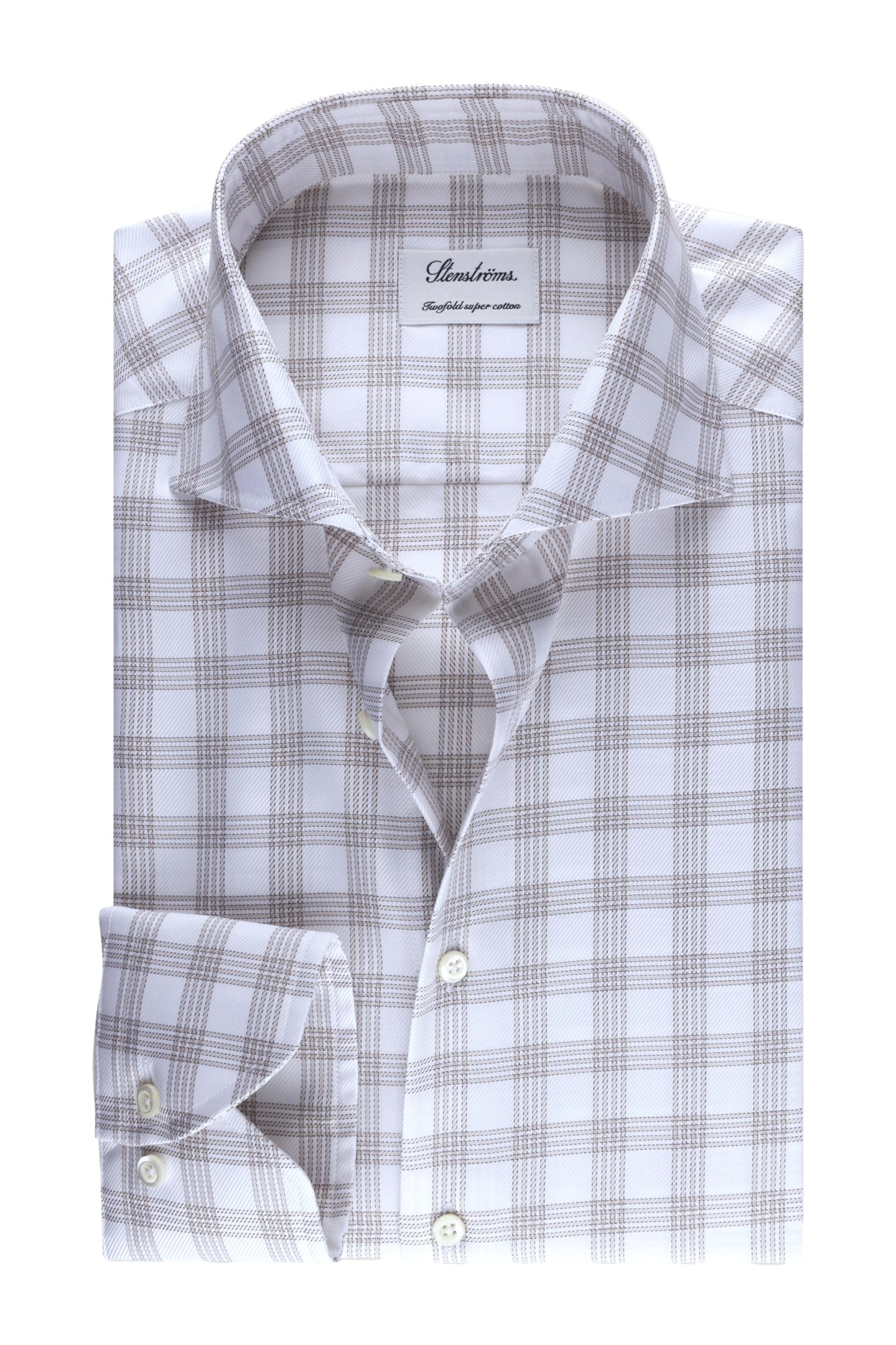 Stenströms Fitted Body/11, Rc Cuff Light Beige Check Größe: 44 | Casual hemden Outlet | Herren | Braun