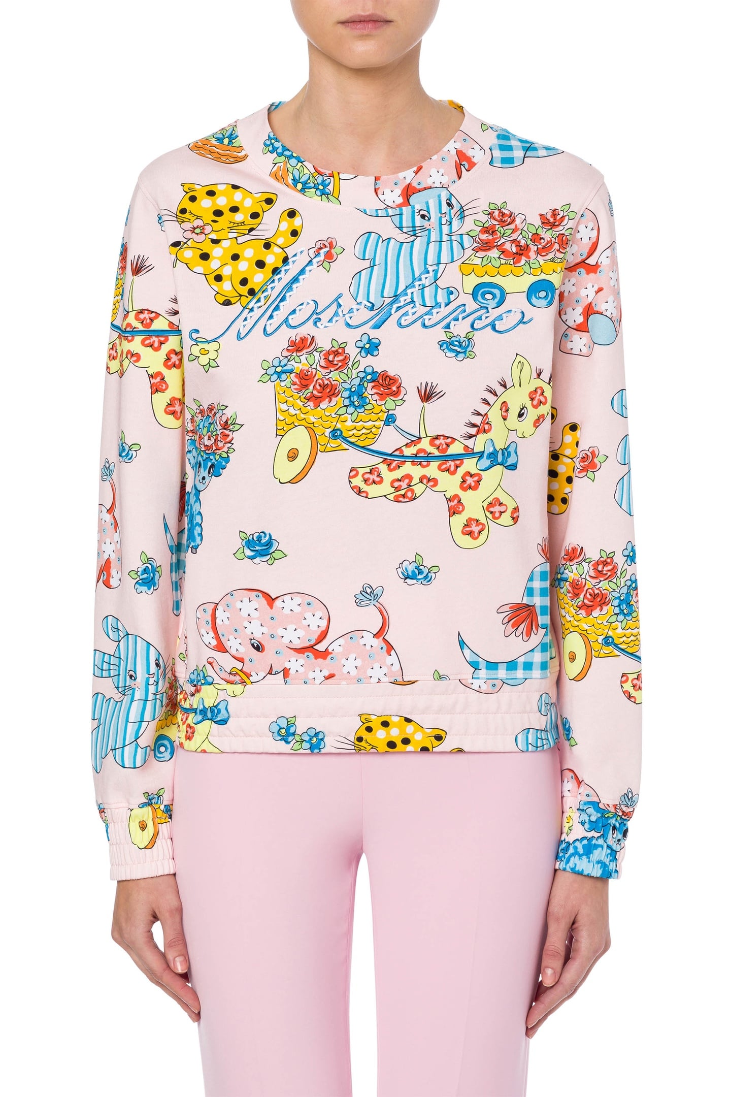 Moschino Calico Animals Interlock Sweatshirt Pink Maat: 40 | Tops Outlet | Dames | Roze