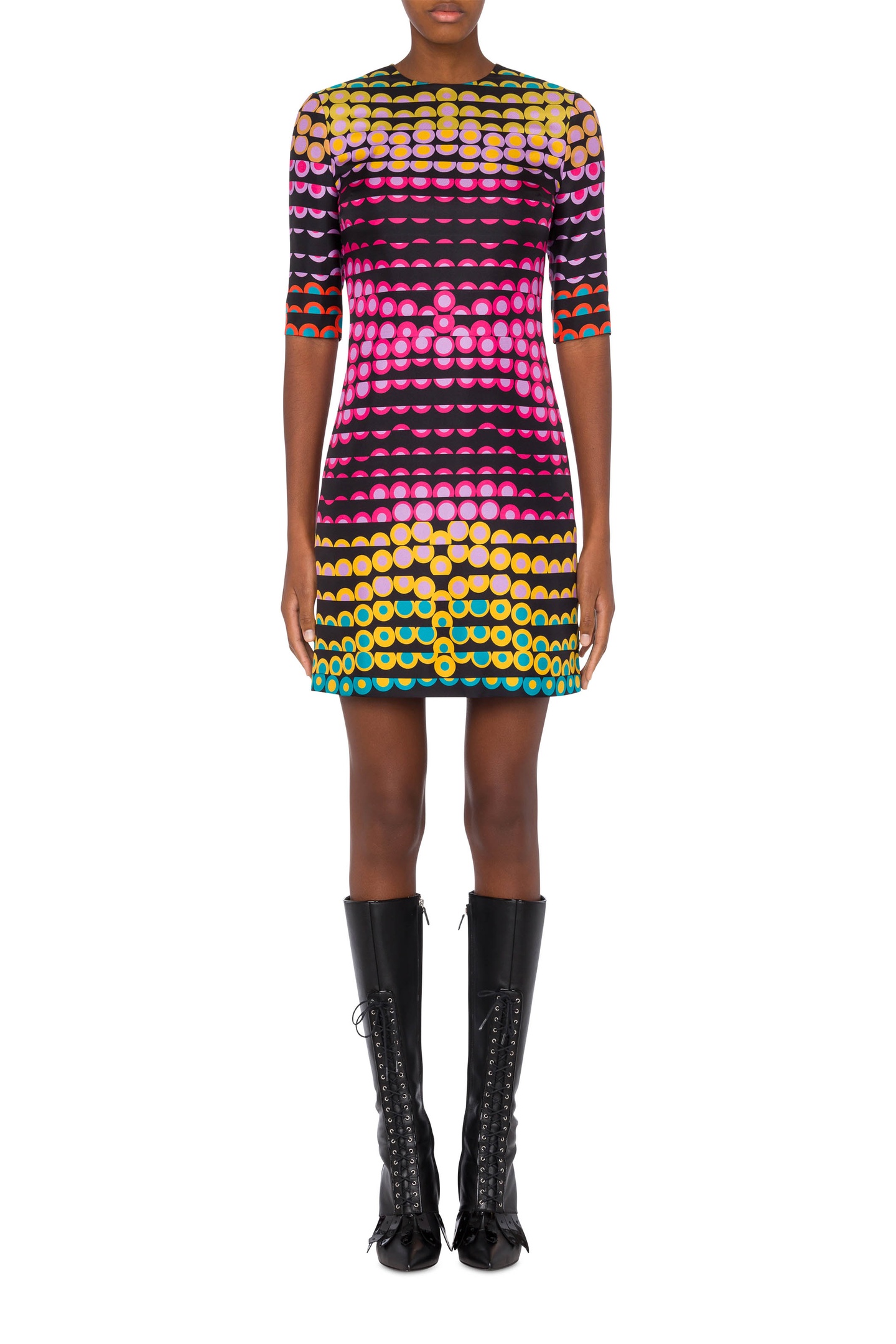 Moschino Embroidered Polka Dots Silk Twill Dress Black Maat: 42 | Mini Jurken Outlet | Dames | Zwart