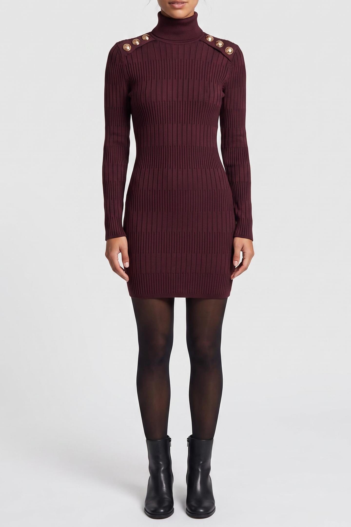 GUESS Janet Ls Ribbed Dres Regal Plum Maat: 46 | Mini Jurken Outlet | Dames | Paars