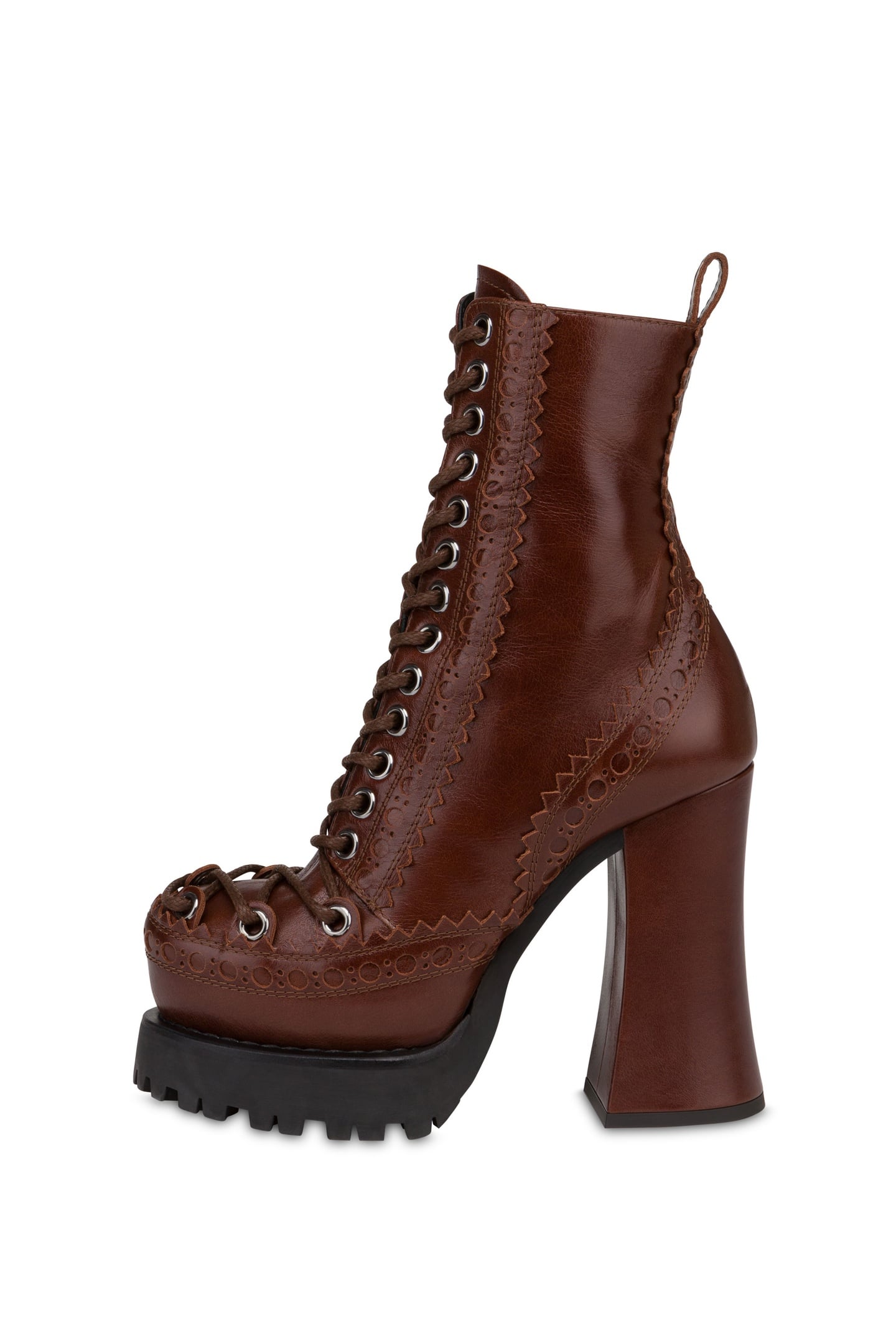 Moschino High Ankle Boots In Shiny Calfskin Brown Maat: 36 | Laarzen Outlet | Dames | Bruin