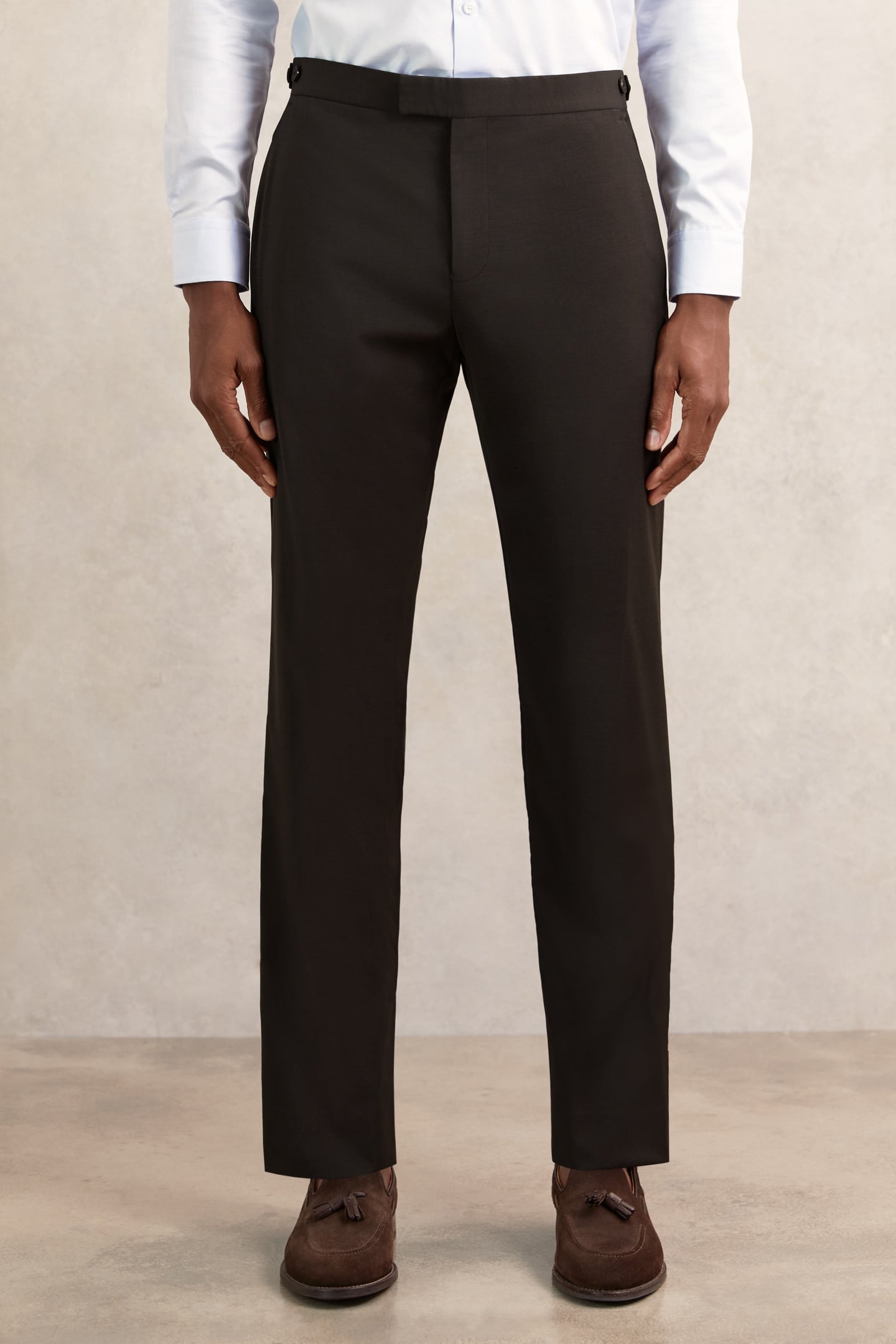 Reiss Plain Wool Mixer Trouser Chocolate Brown Maat: W28 | Tailored Broeken Outlet | Heren | Bruin