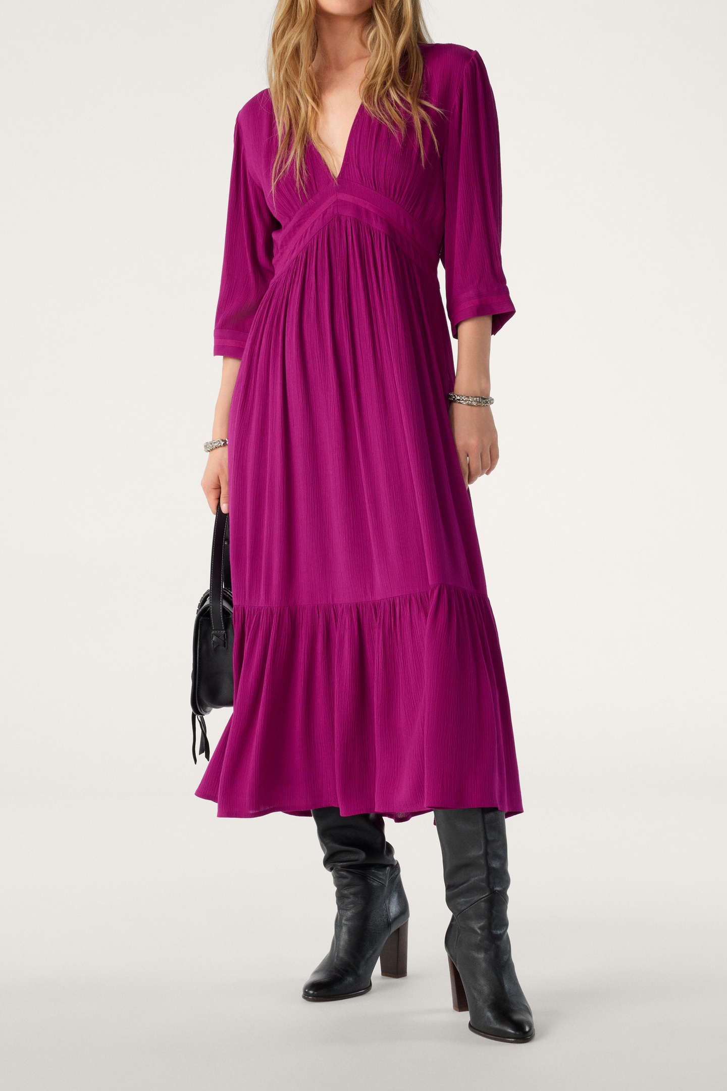 BA&SH Mid-length Dress Fushia Größe: XS | Maxikleider Outlet | Damen